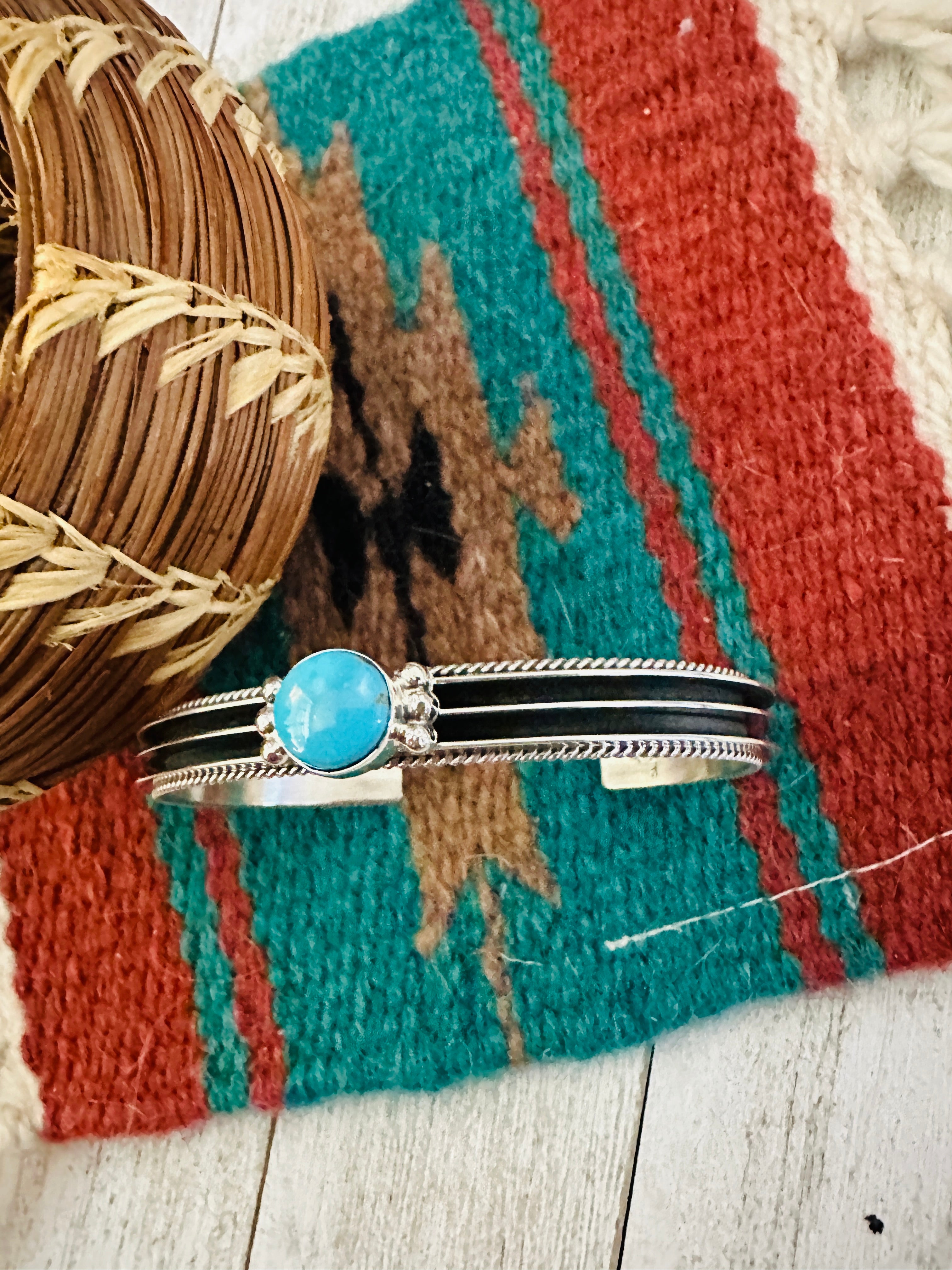 Navajo Sterling Silver & Turquoise Cuff Bracelet