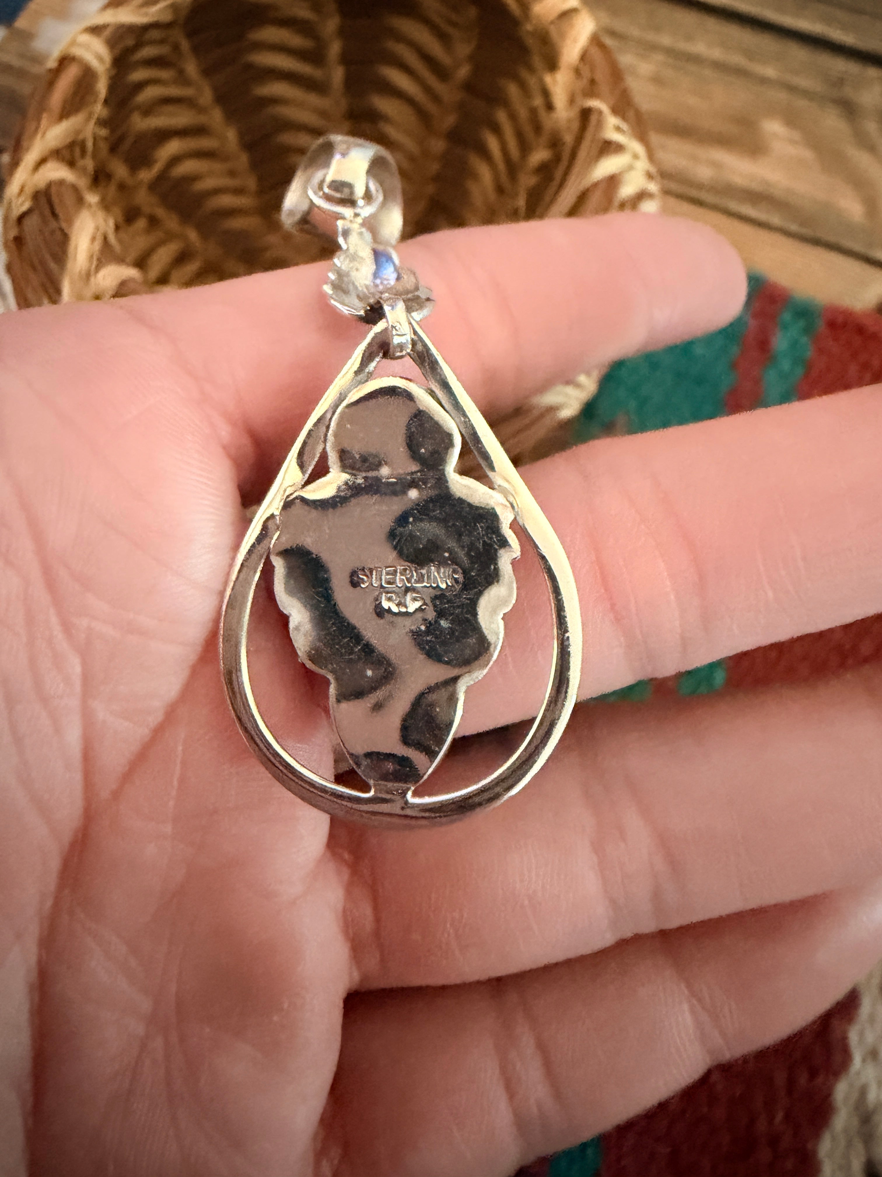Handcrafted Turquoise & Sterling Silver Flower Pendant