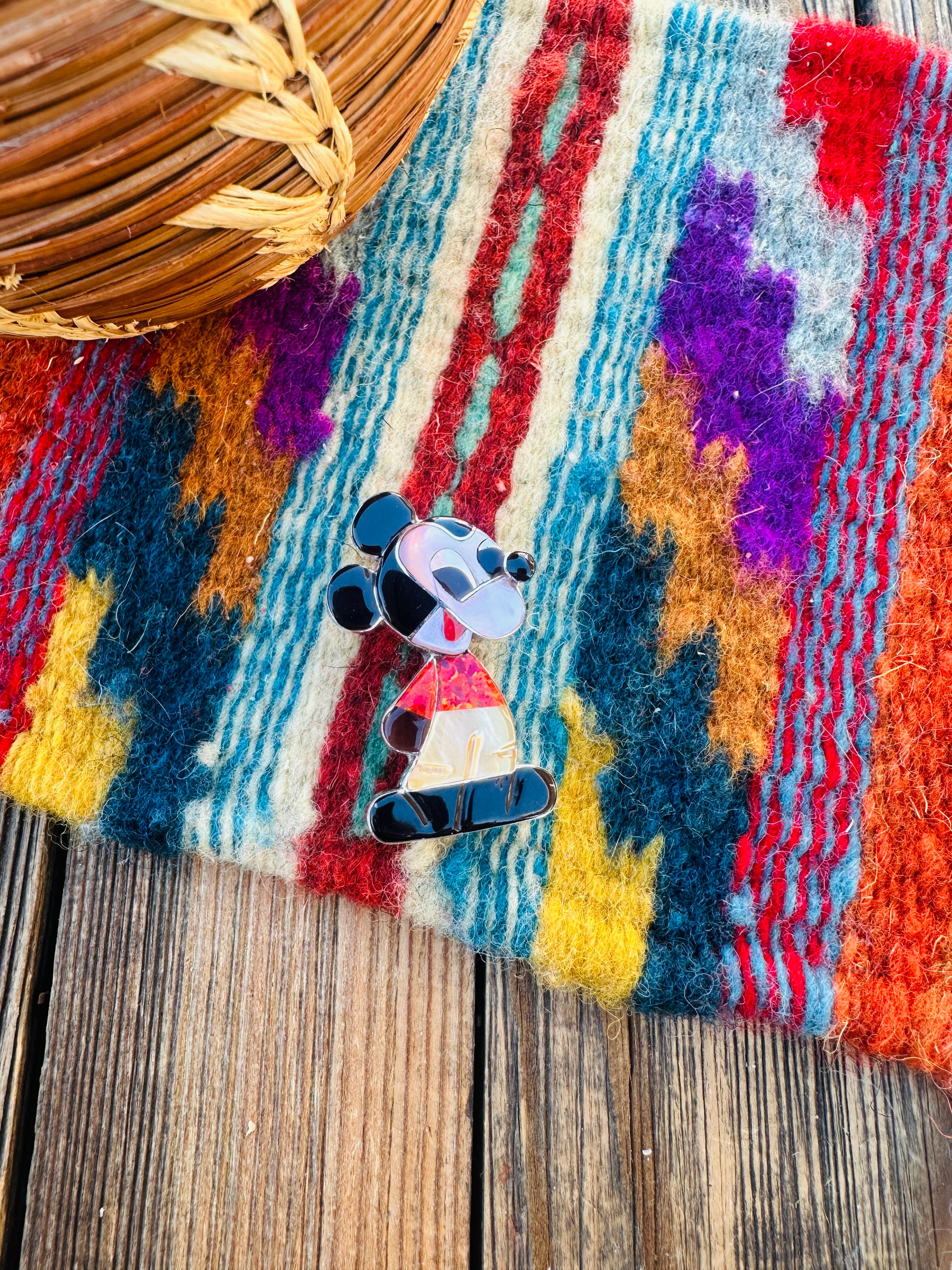 Handcrafted Sterling Silver and Multi Stone Character Brooch/ Pendant