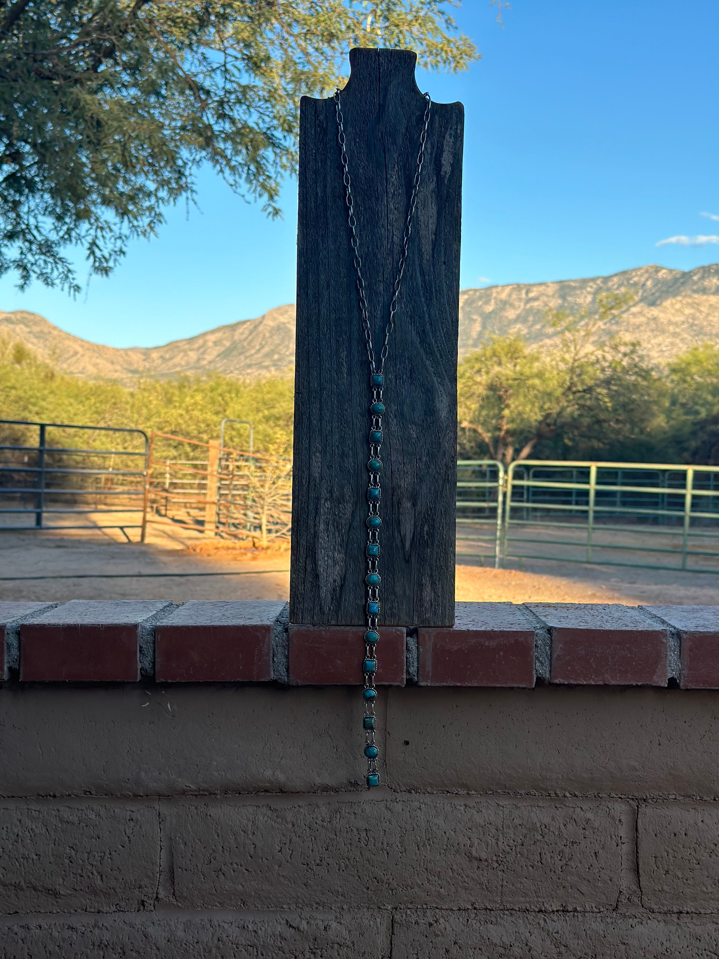 Handmade Royston Turquoise & Sterling Silver Bolo Necklace