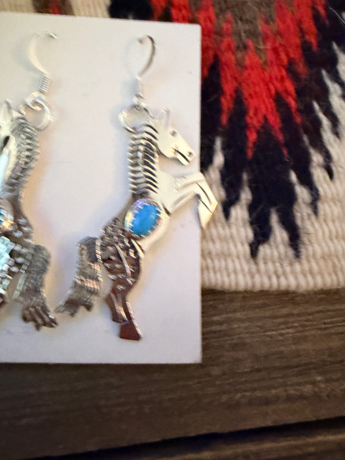 Handcrafted Sterling Silver & Turquoise Horse Dangle Earrings by Louise Yazzie