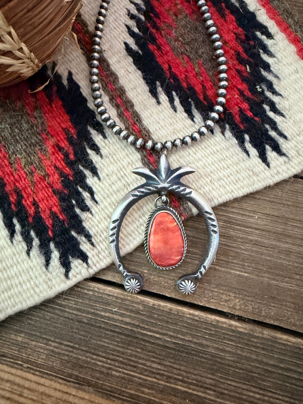 Handcrafted Sterling Silver & Spiny Oyster Naja Pendant by Martha Cayatineto