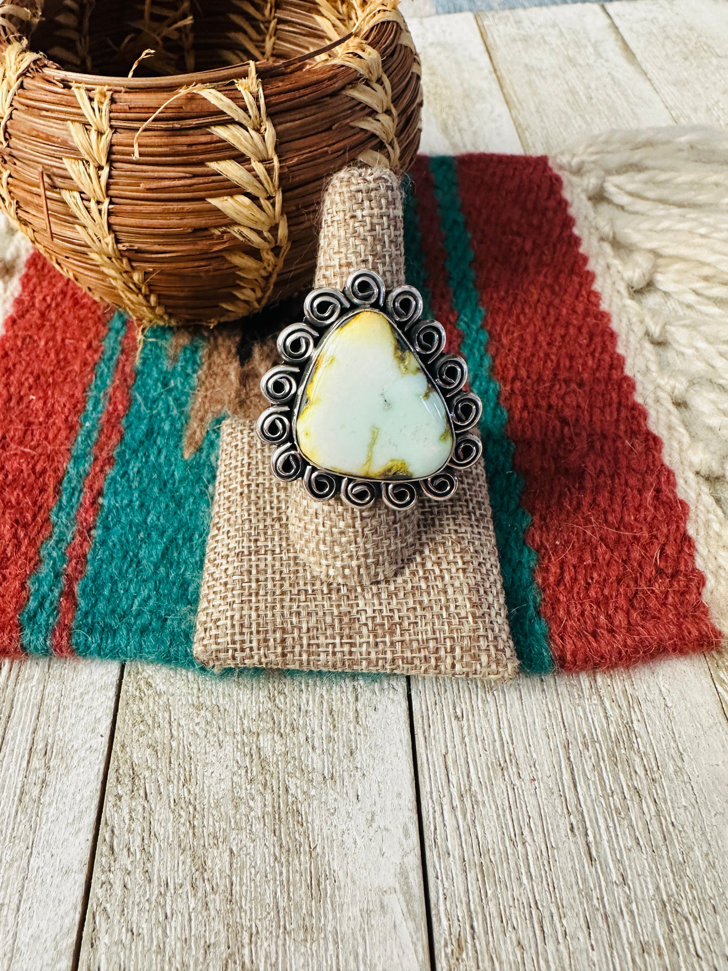 Handcrafted Palomino Turquoise & Sterling Silver Ring size 7.5