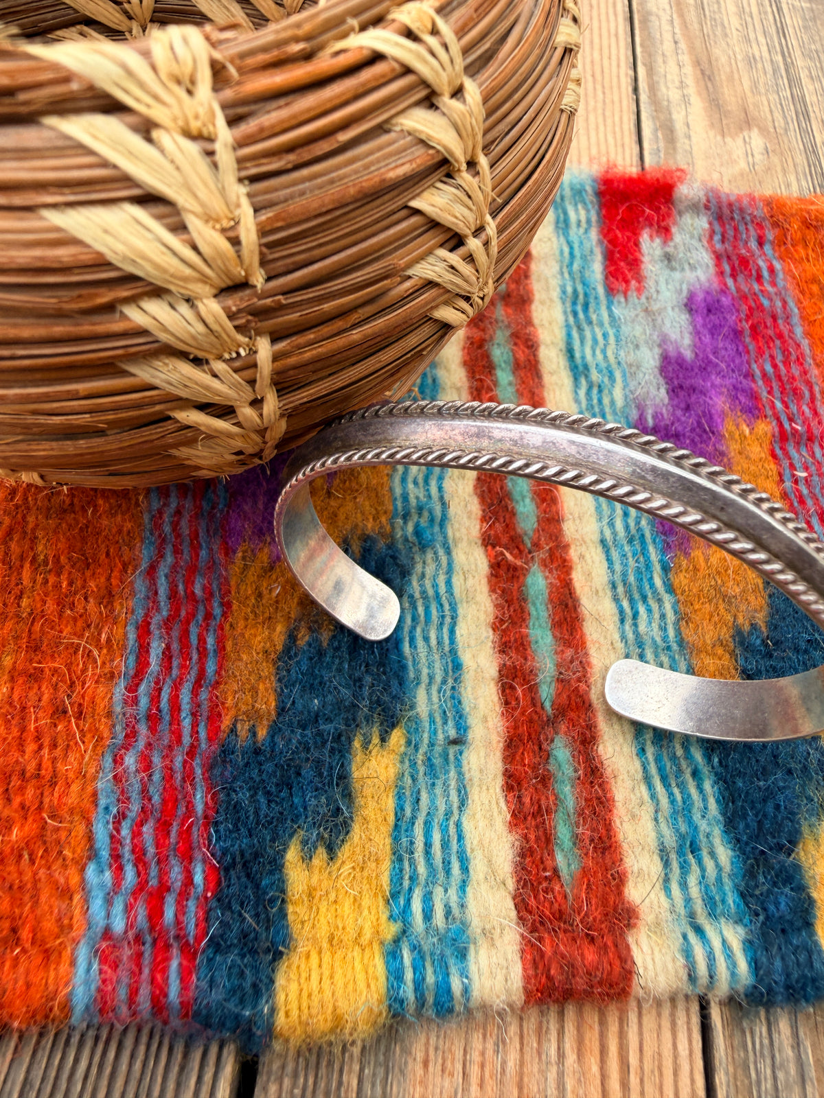 Handcrafted Old Pawn Sterling Silver Cuff Bracelet