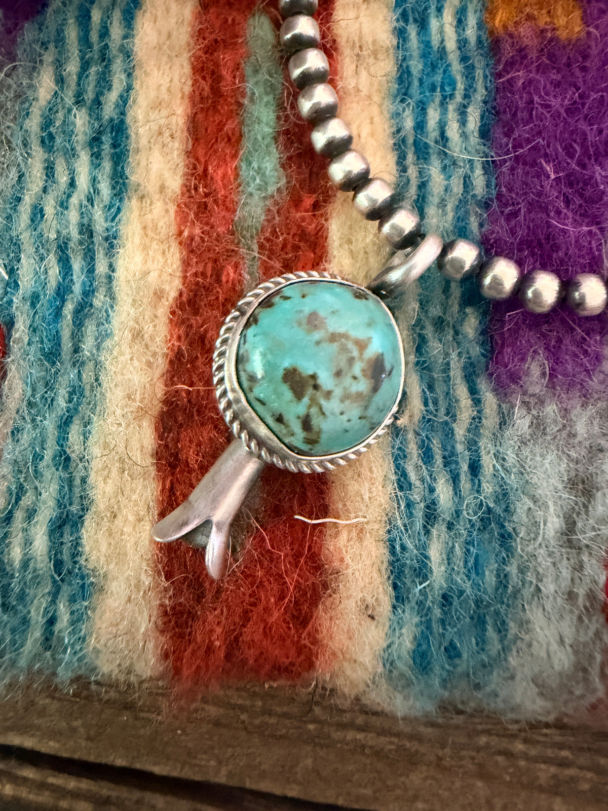 Handcrafted Sterling Silver & Turquoise Blossom Pendant