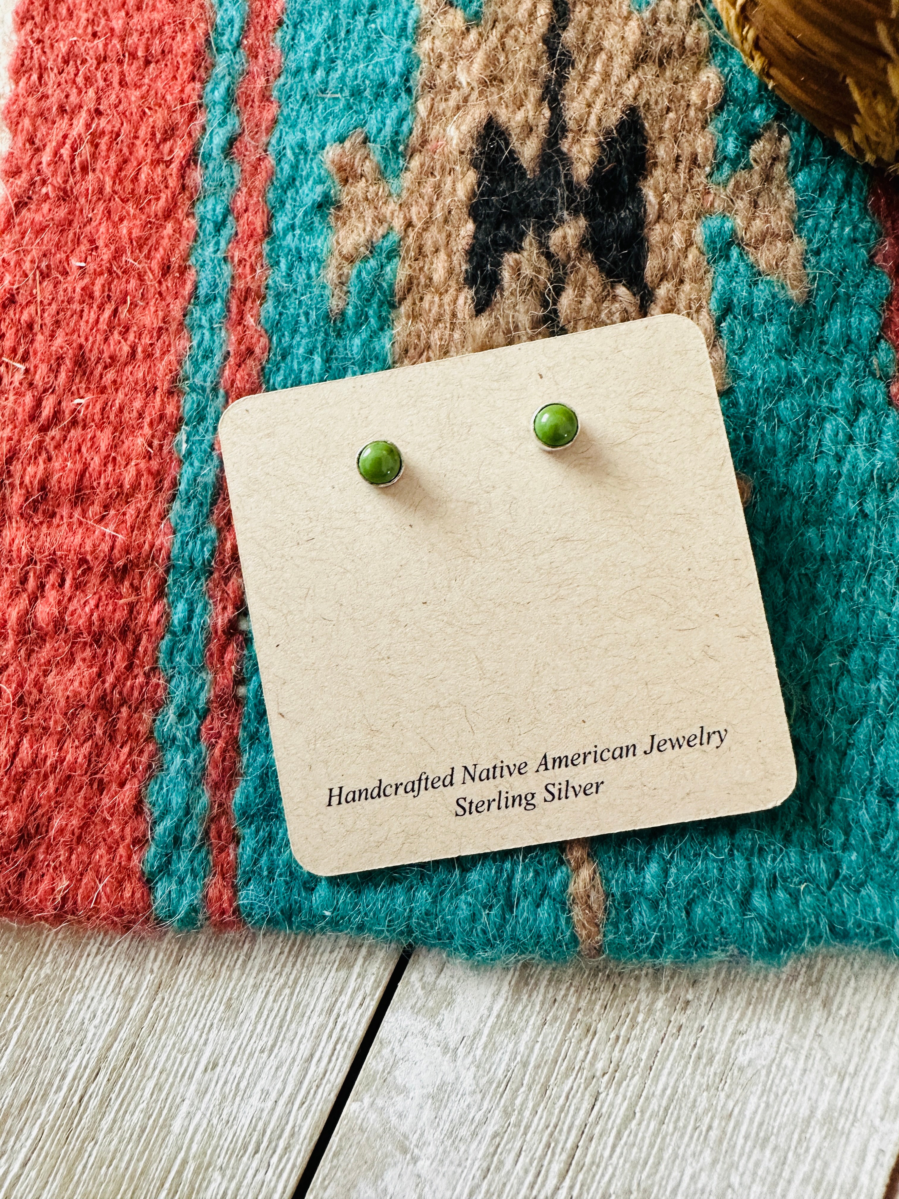 Handcrafted Sonoran Gold Turquoise & Sterling Silver Stud Earrings by Gilbert Weebothee