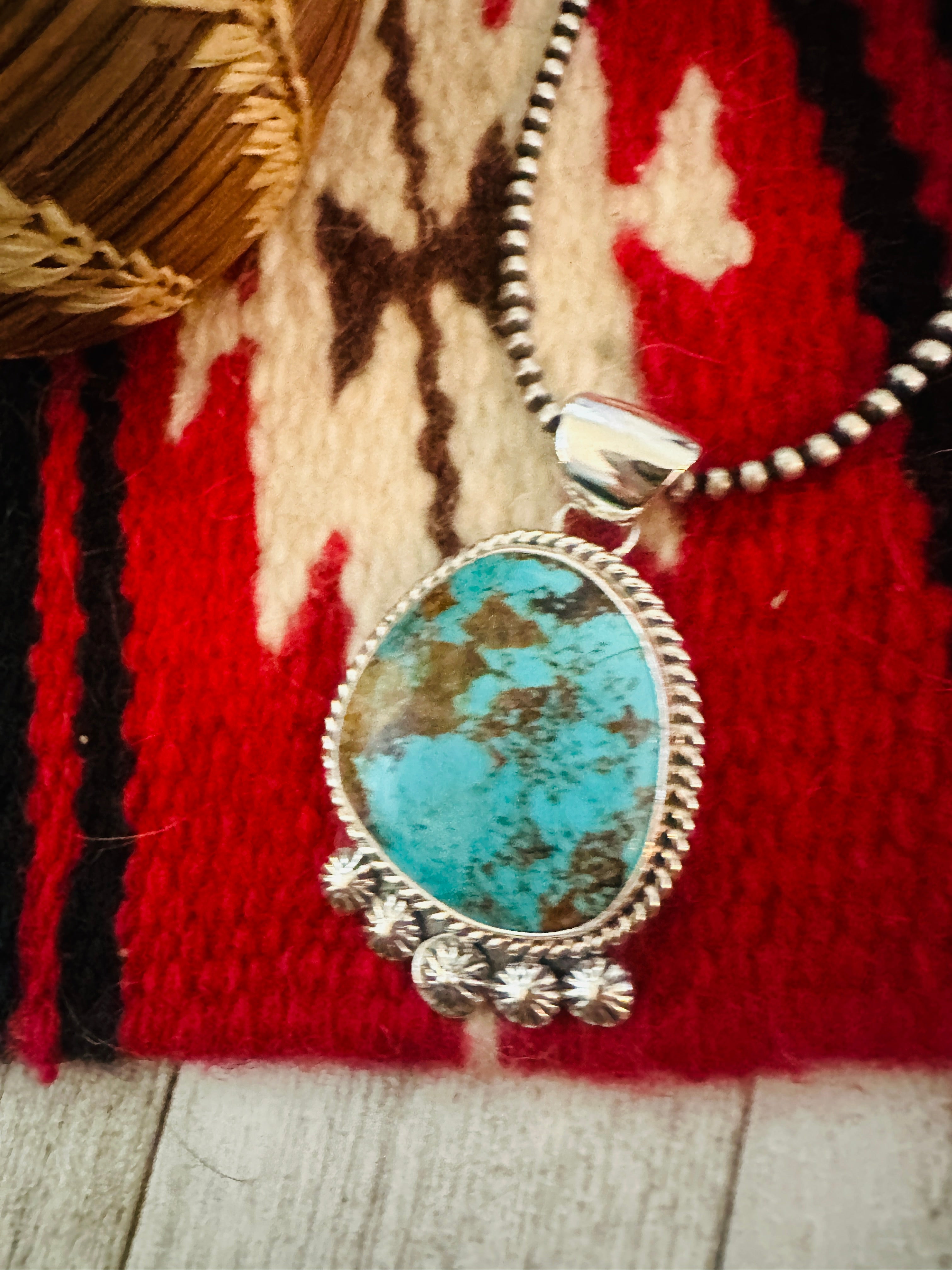 Navajo Number 8 Turquoise & Sterling Silver Pendant