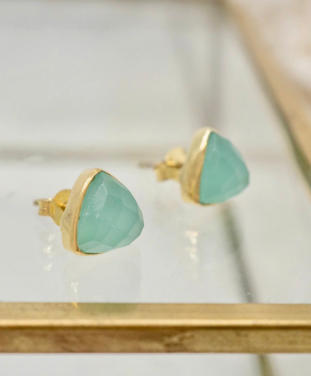 Chalcedony Gold Plated Earrings