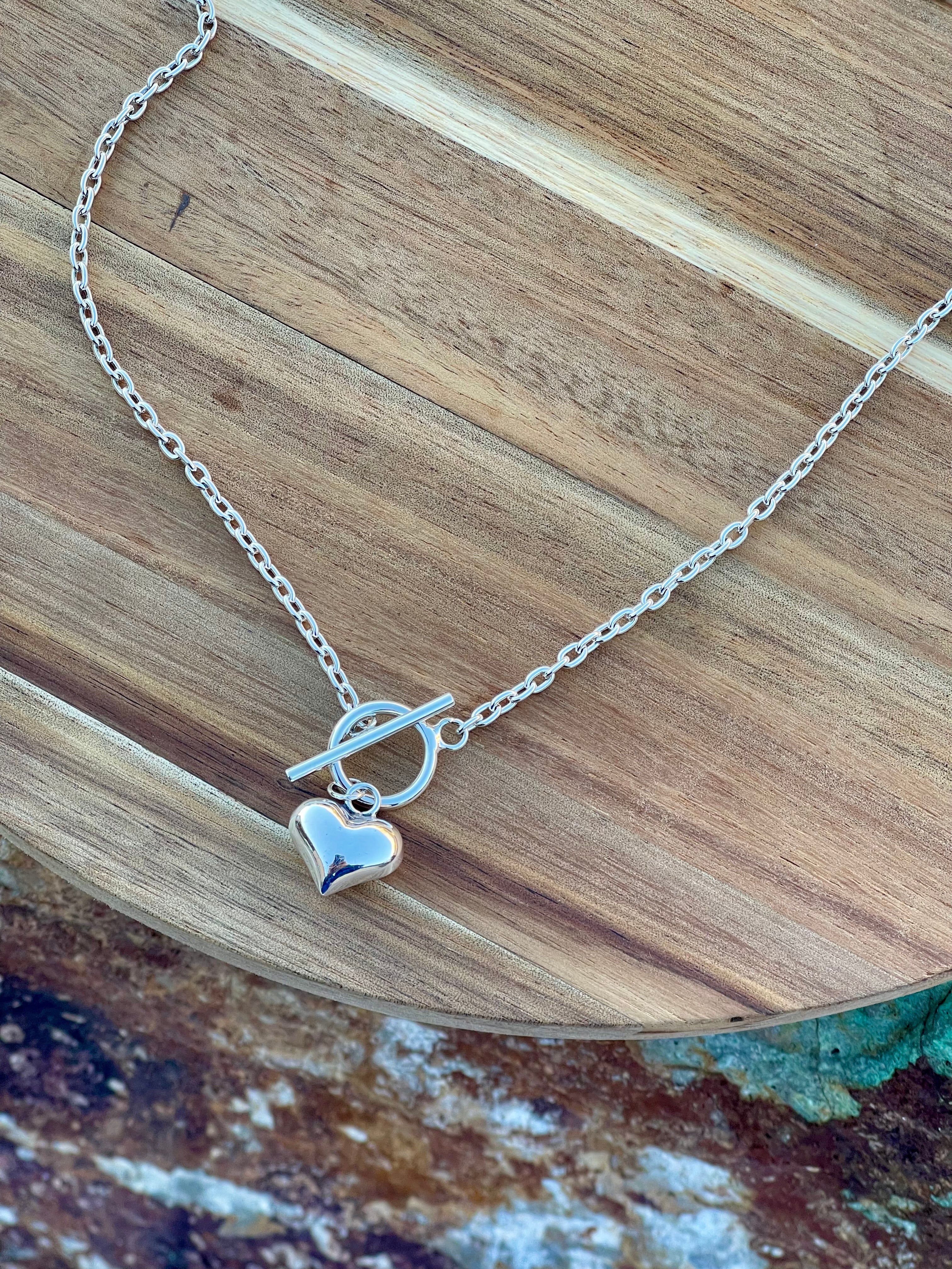 Handmade Sterling Silver Heart Chain Necklace