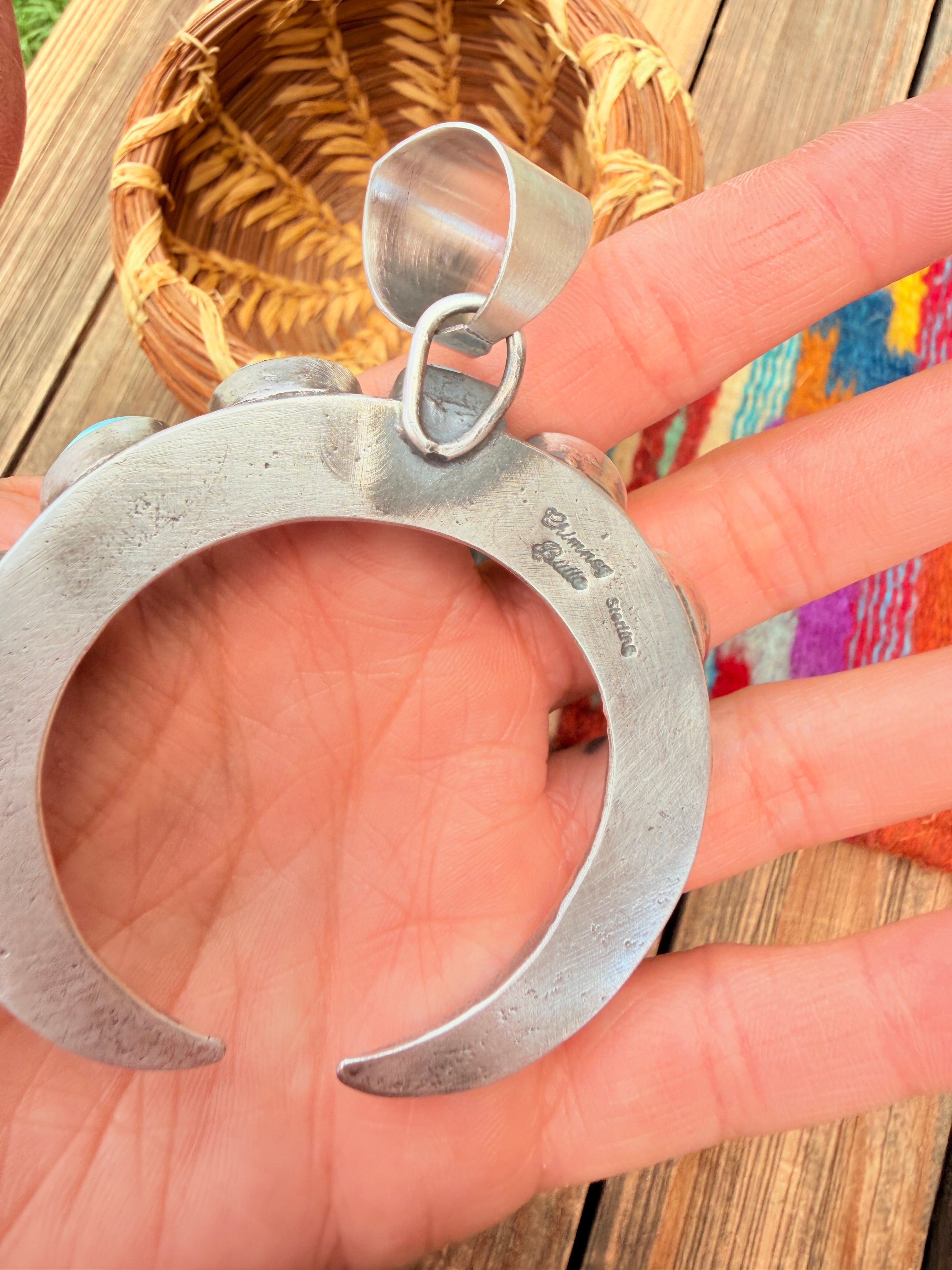 Handcrafted Sterling Silver & Golden Hills Turquoise Naja Pendant by Chimney Butte