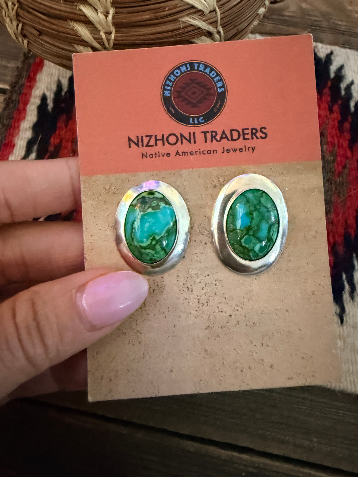 Handcrafted Sonoran Mountain Turquoise & Sterling Silver Post Earrings
