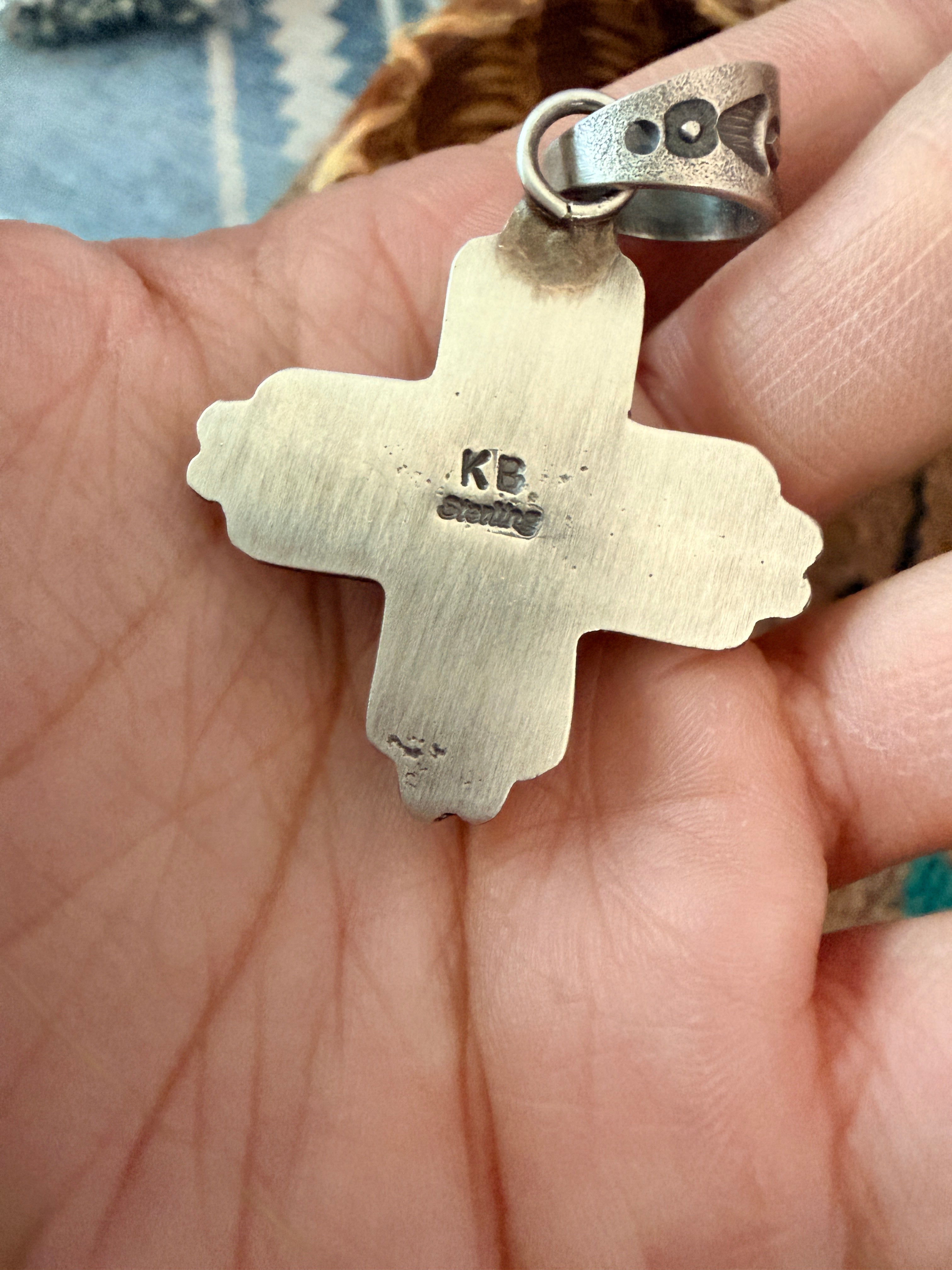 Handcrafted Sterling Silver & Golden Hills Turquoise Cross Pendant by Kevin Billah