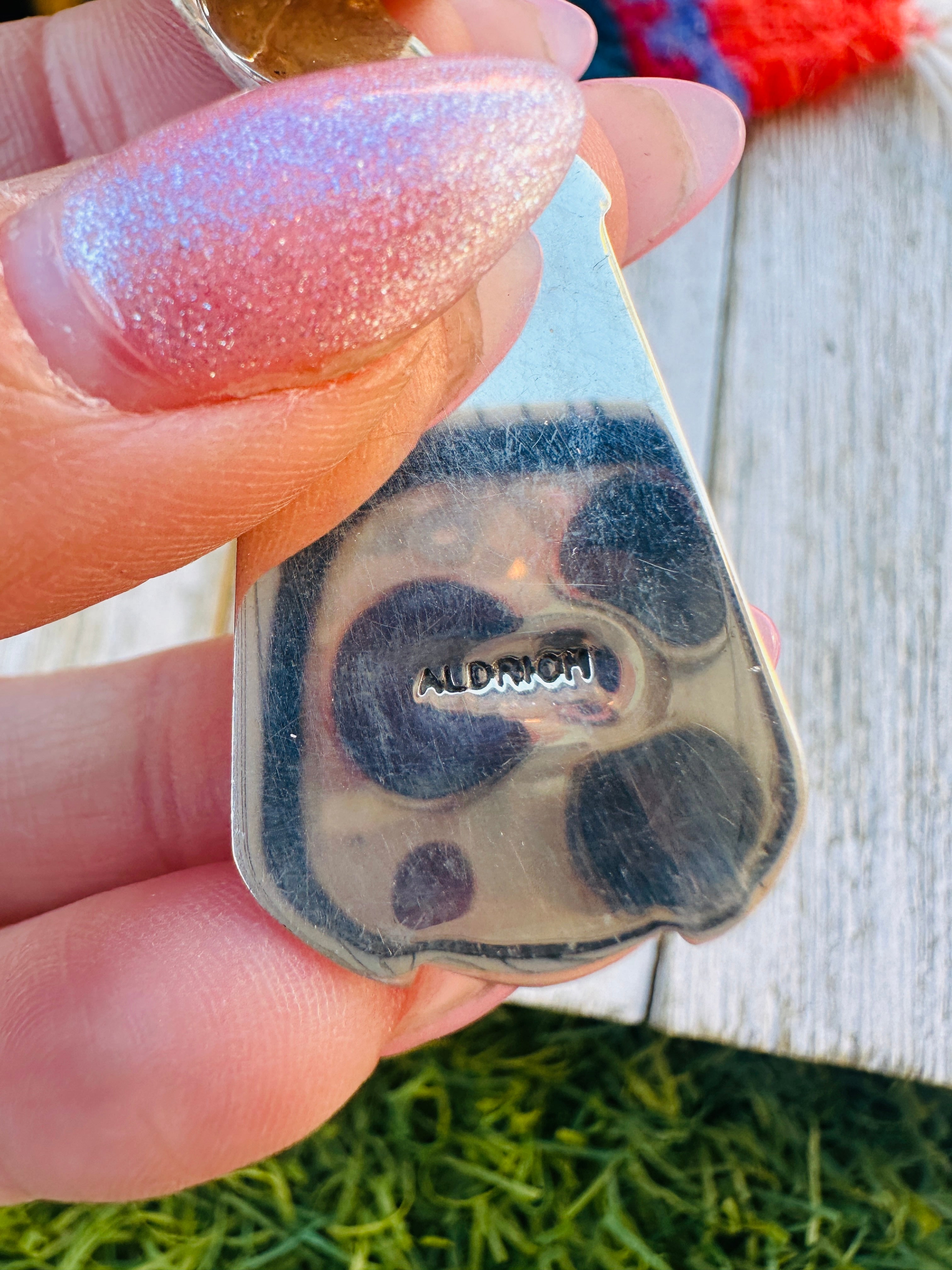 Aldrich Art Jewelry Multi Stone And Sterling Silver Inlay Dangle Earrings