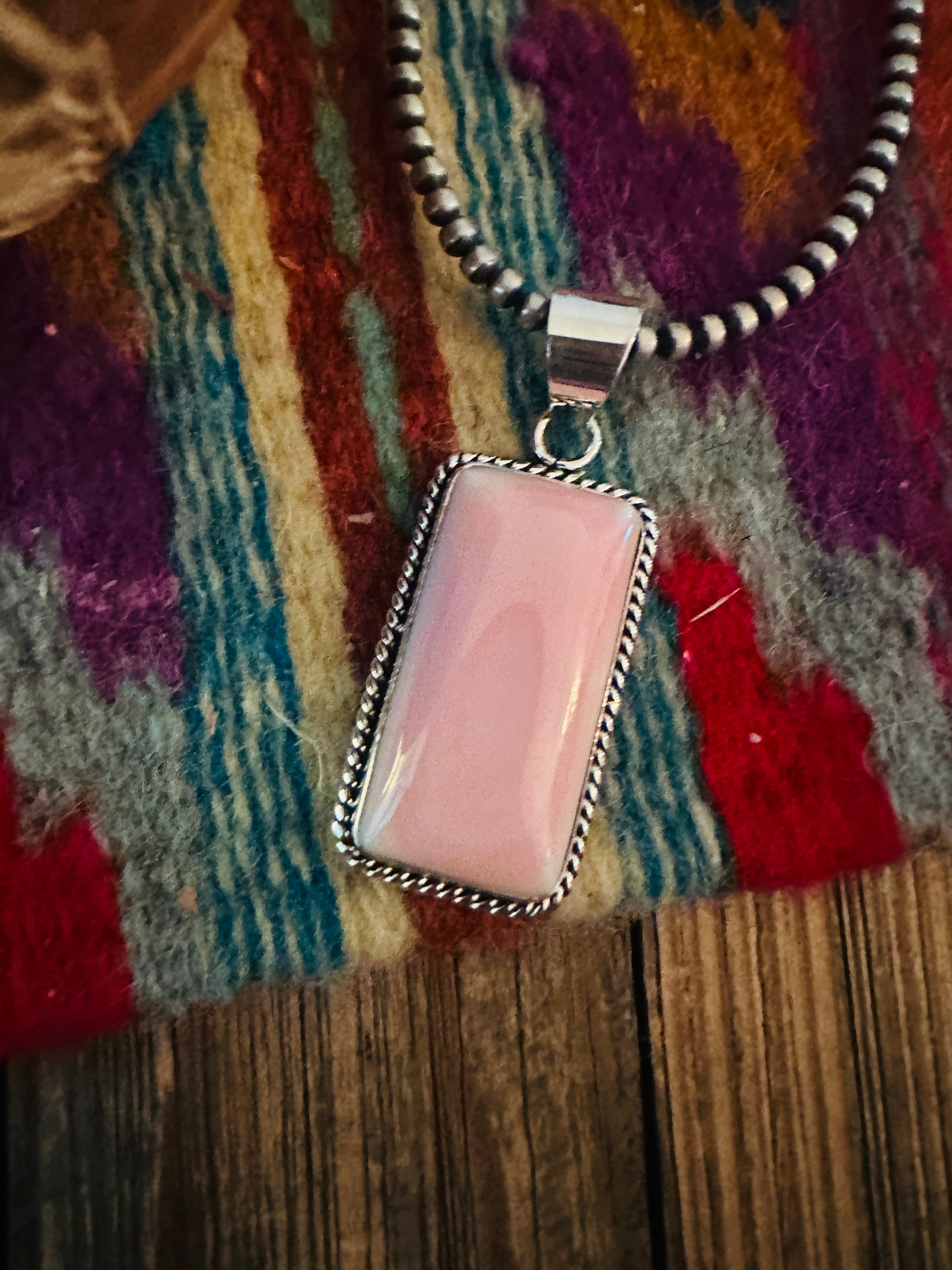 Navajo Queen Pink Conch Shell & Sterling Silver Pendant