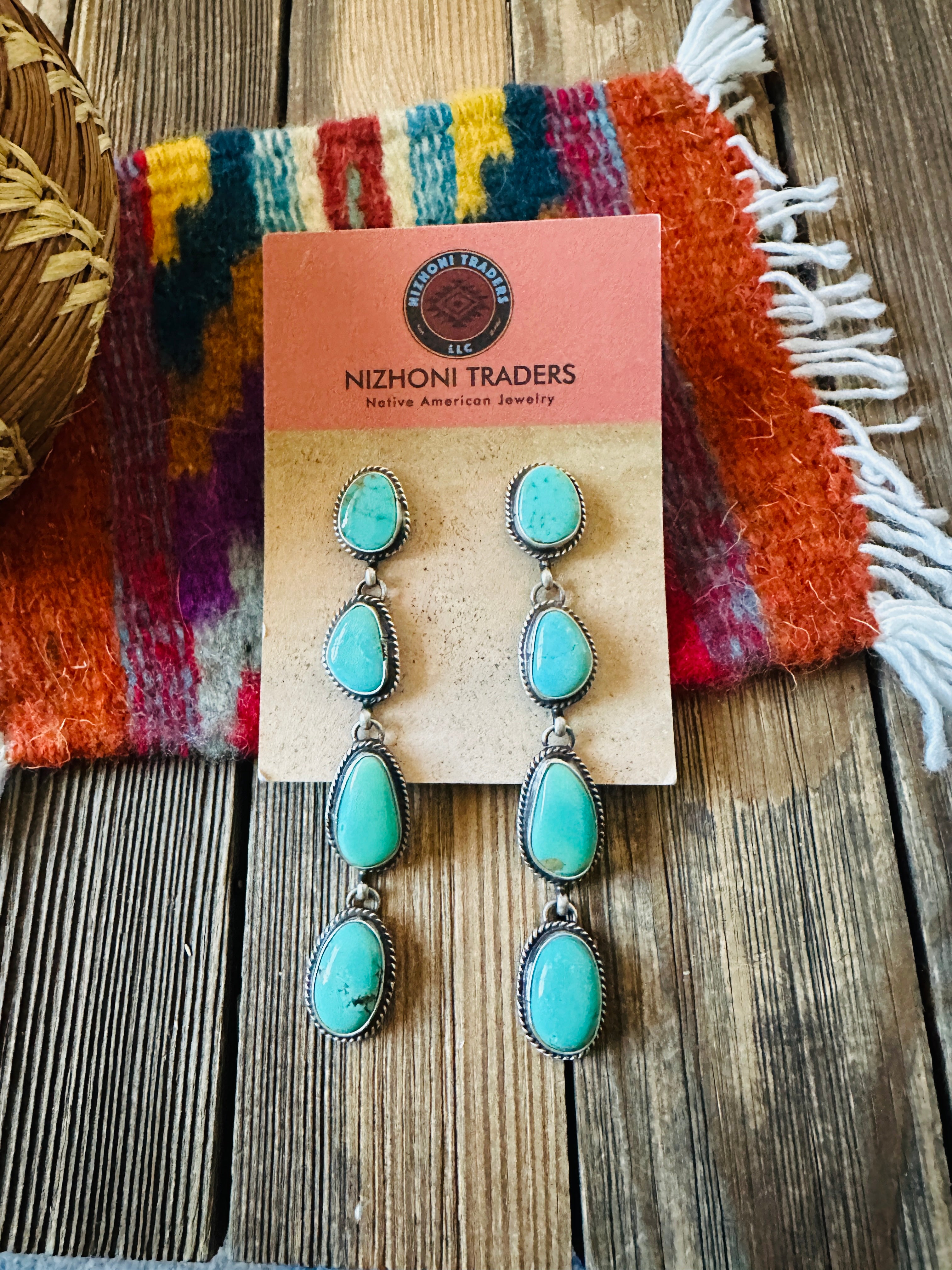 Handcrafted Turquoise & Sterling Silver Dangle Earrings by Marcella James