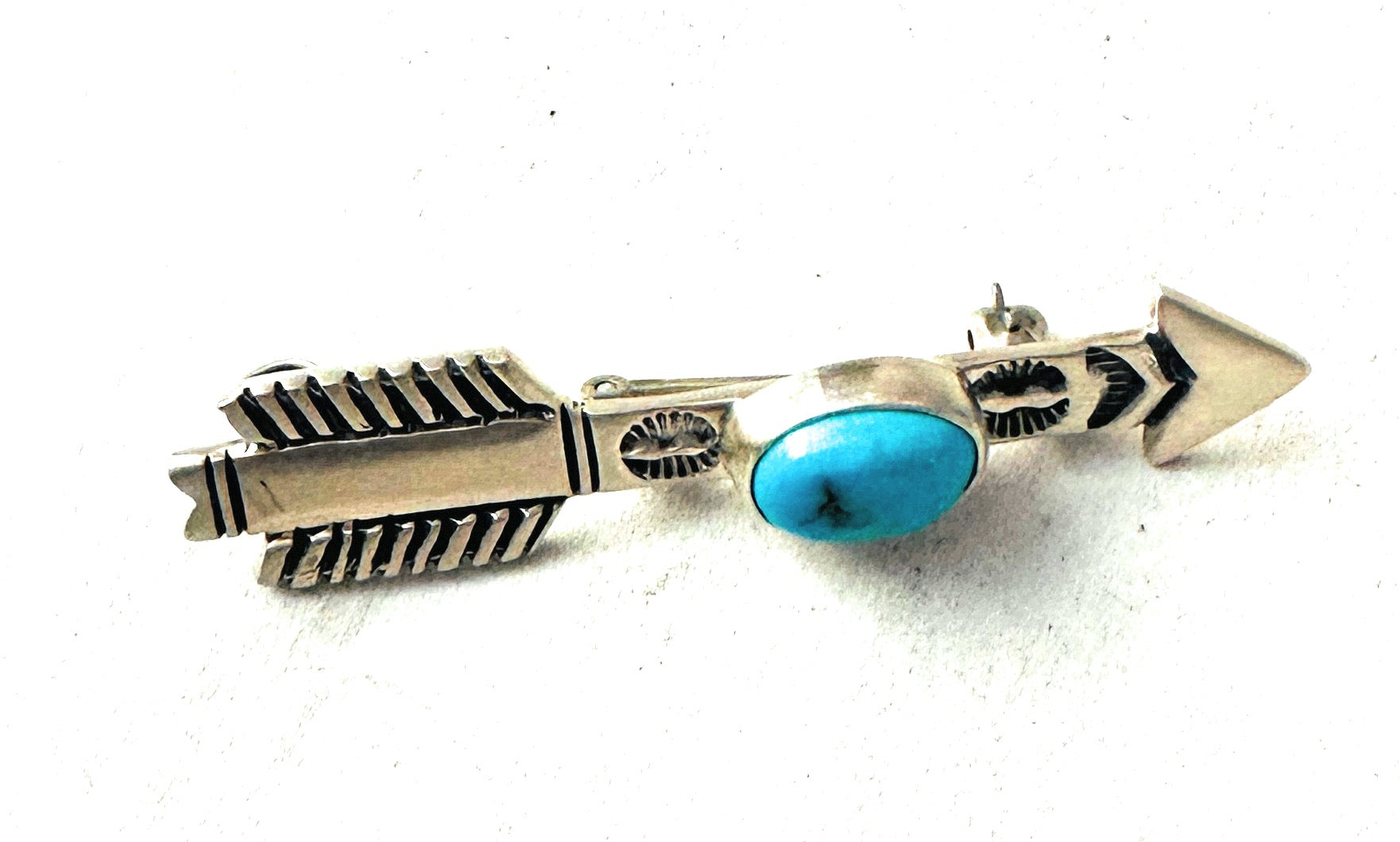 Navajo Turquoise & Sterling Silver Arrow Brooch/ Pendant