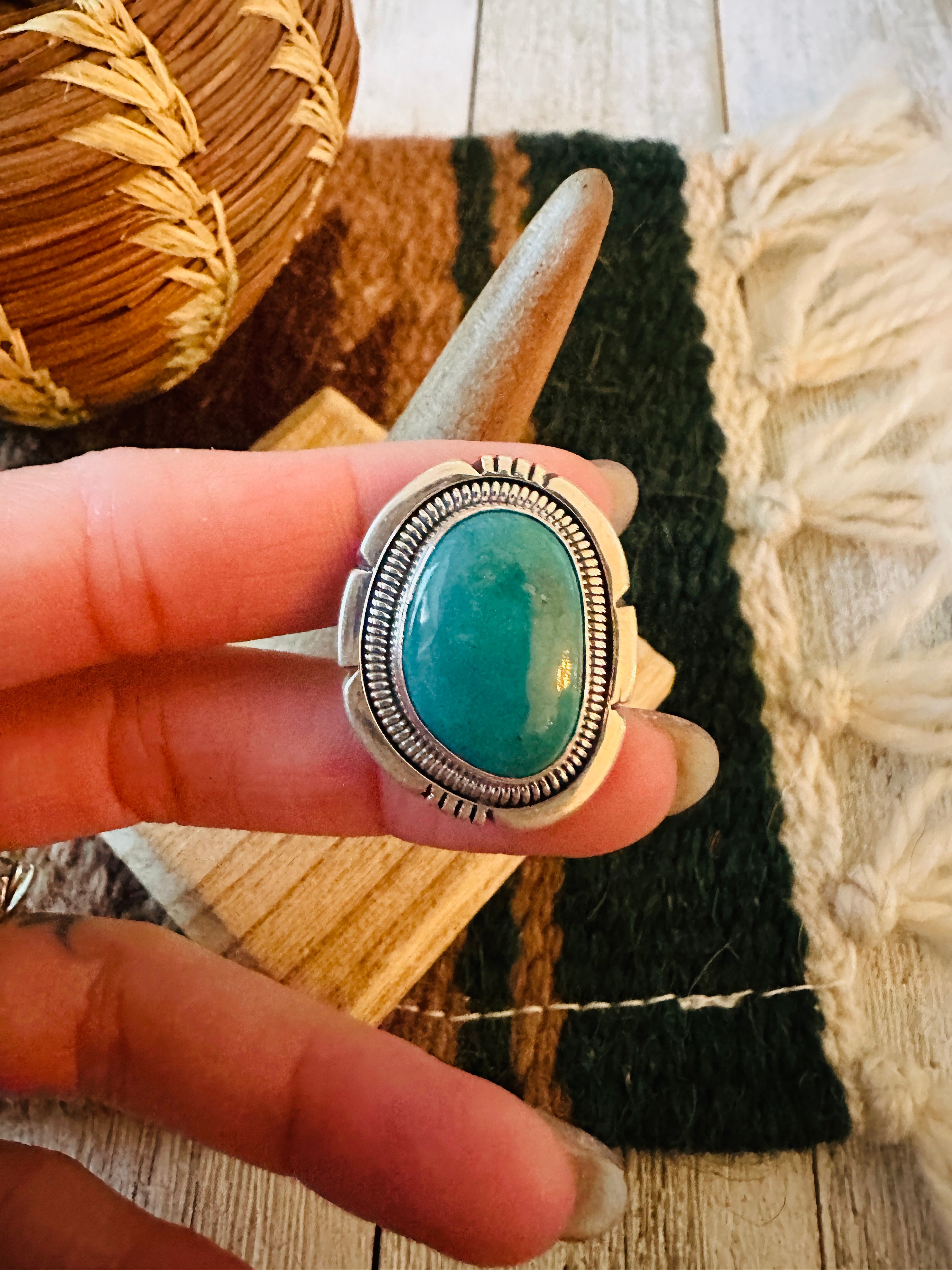 Navajo Sterling Silver & Turquoise Ring Size 6