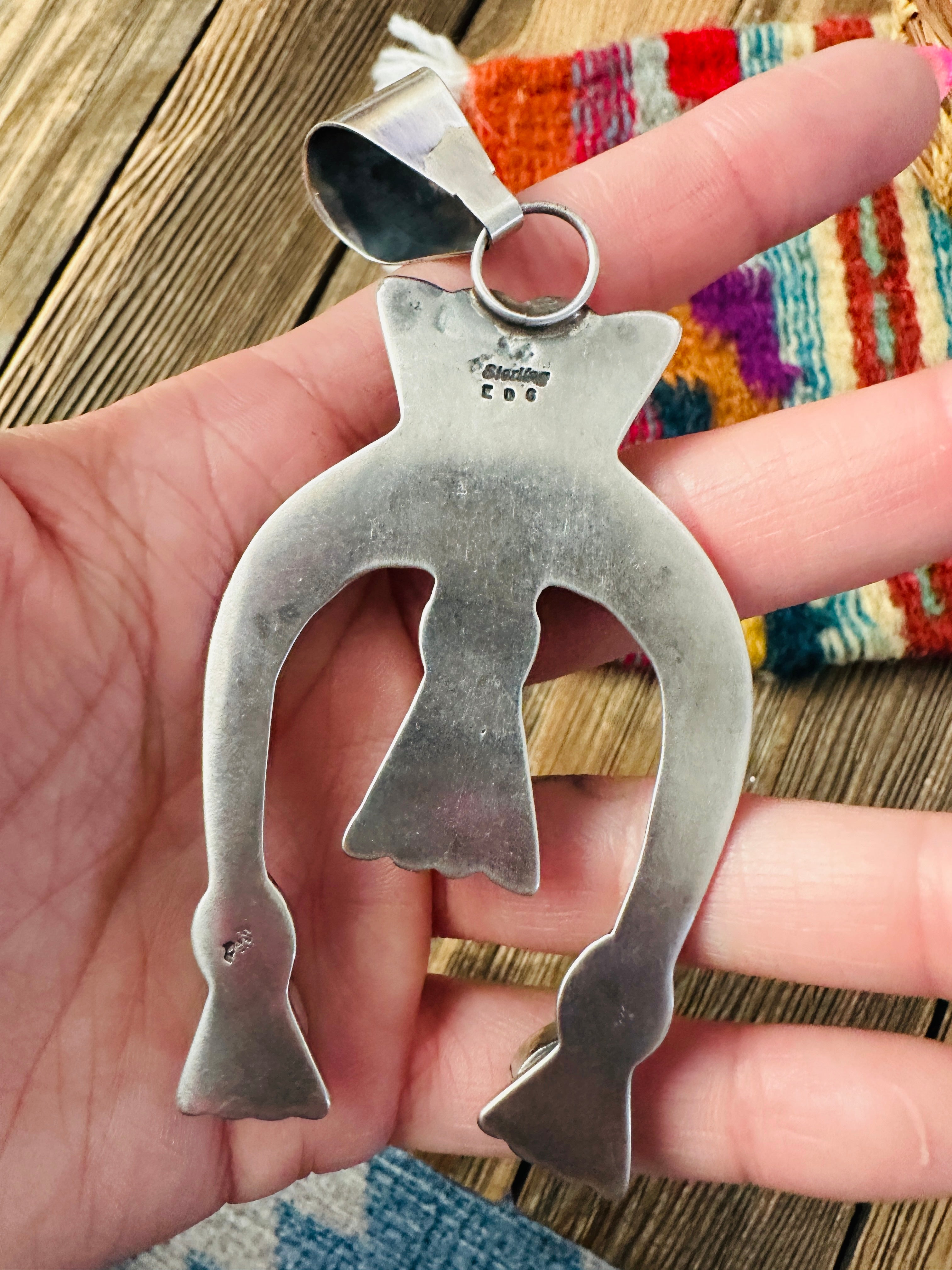 Handcrafted Sterling Silver & Sonoran Mountain Turquoise Naja Pendant by Eugene Gruber