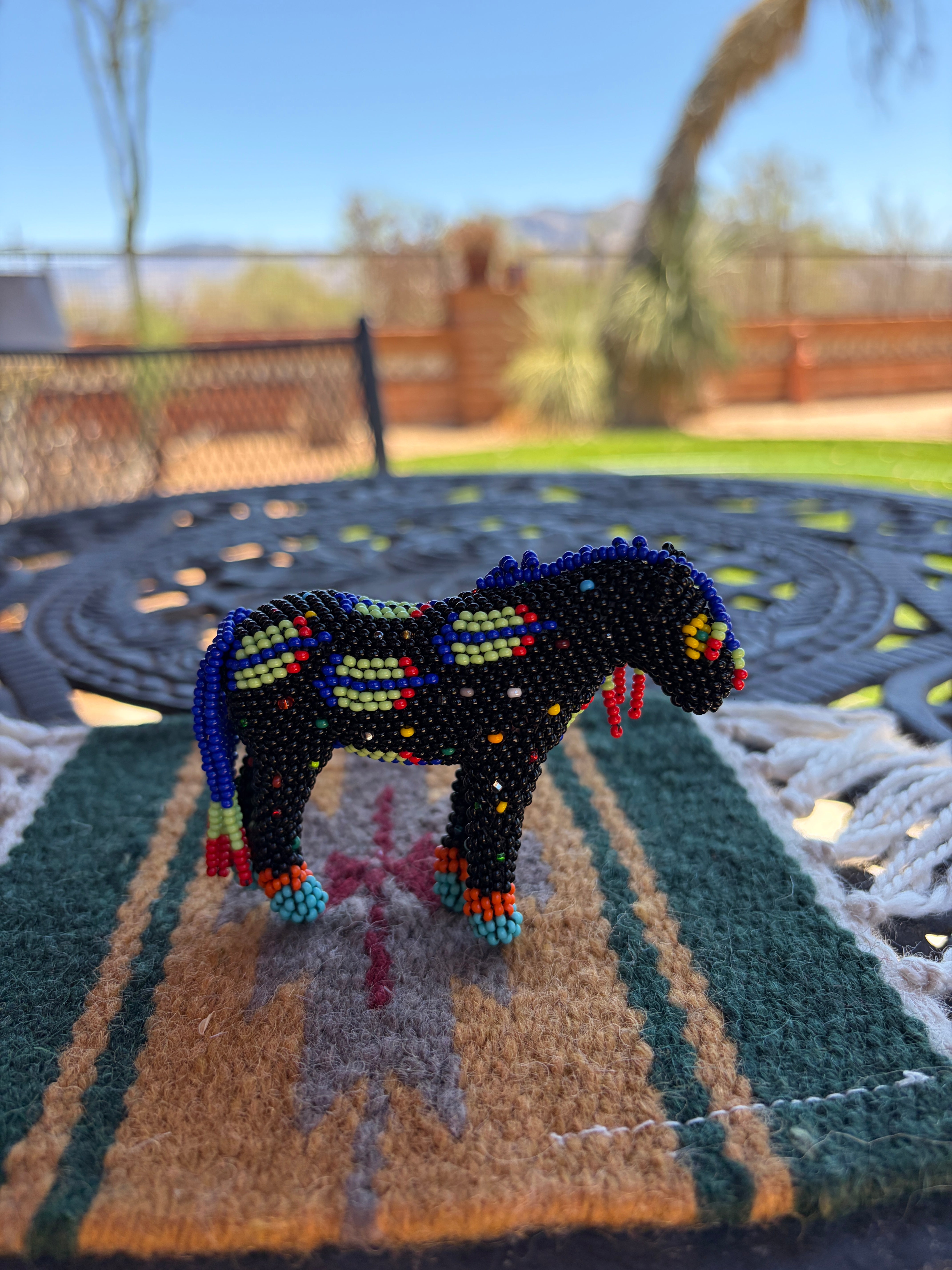 Handmade Peyote Stitched Horse Figurine- Black 12