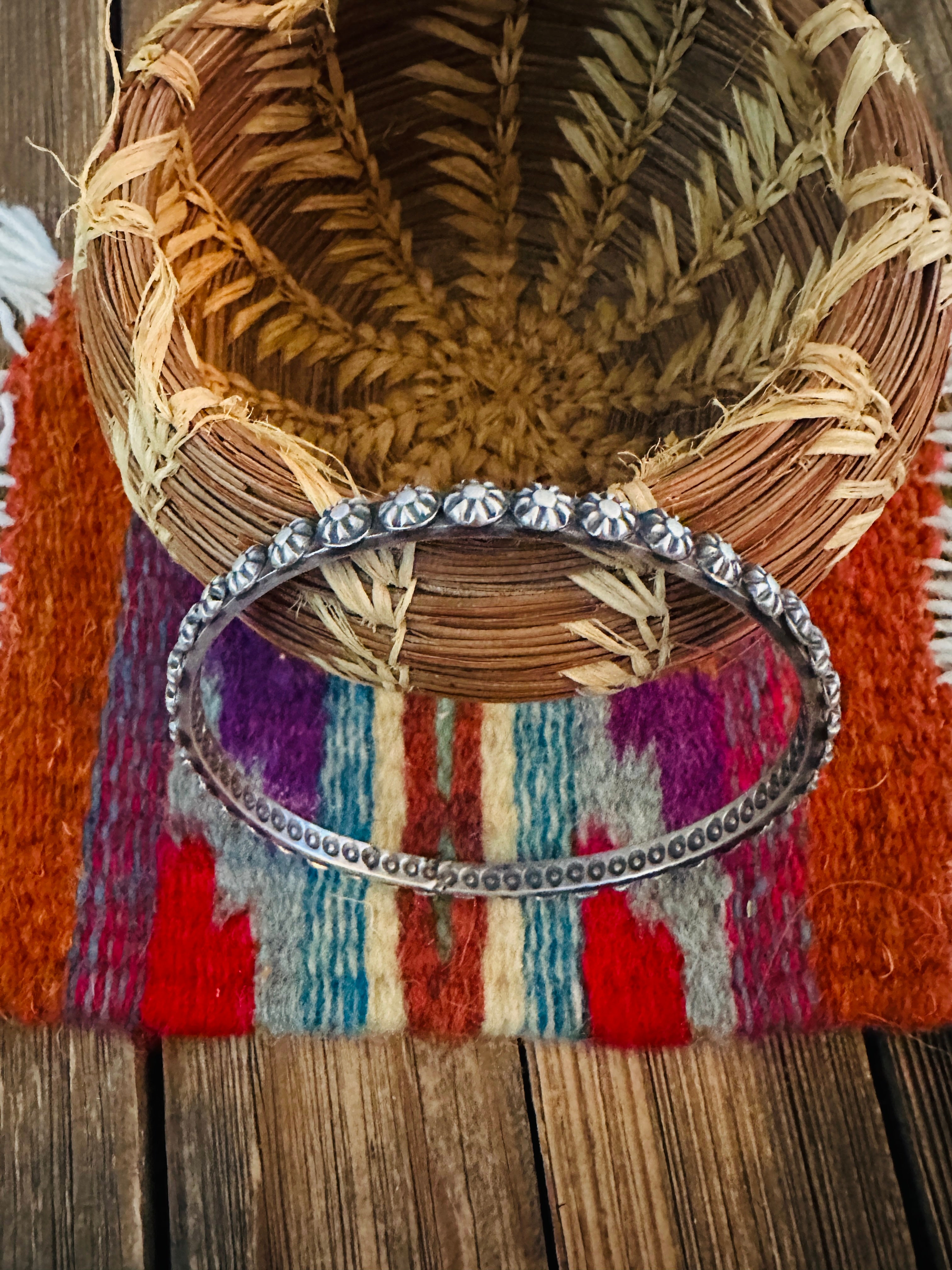 Handcrafted Sterling Silver Studded Bangle Bracelet by Kevin Billah