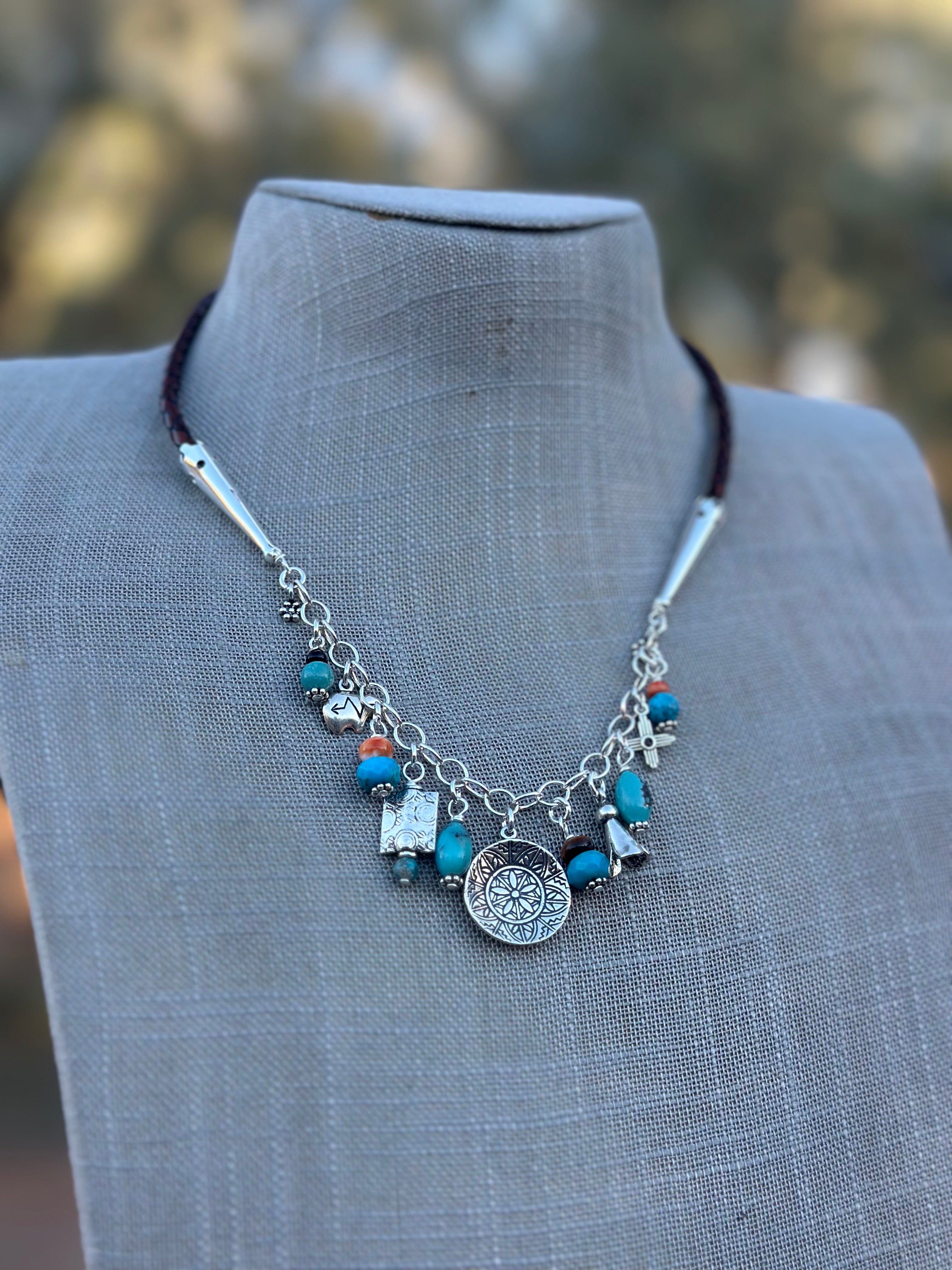 Paige Wallace Handmade Sterling Silver & Leather Charm Necklace
