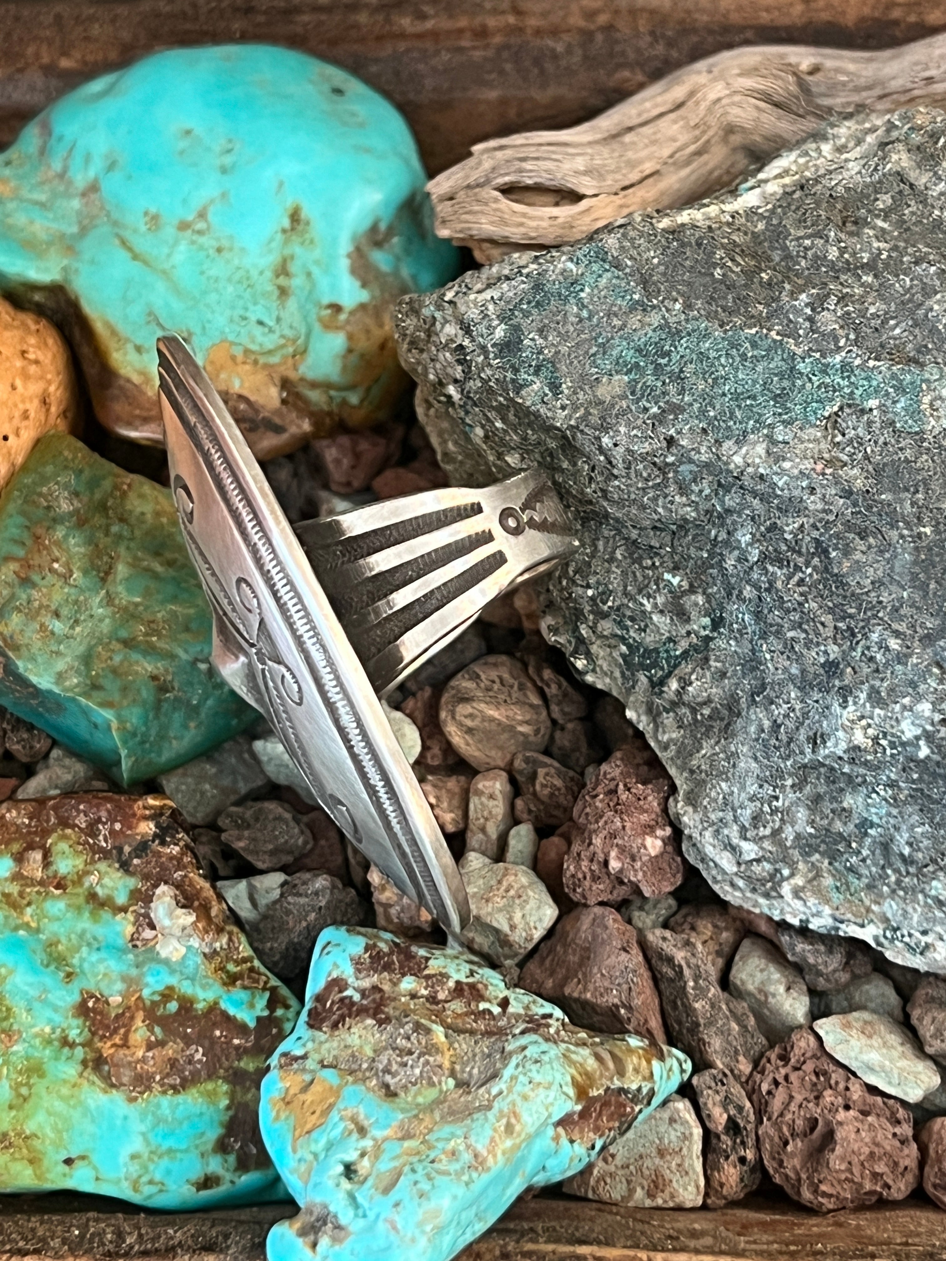 Handcrafted Sterling Silver Repousse Ring by Calvin Martinez, Size 9