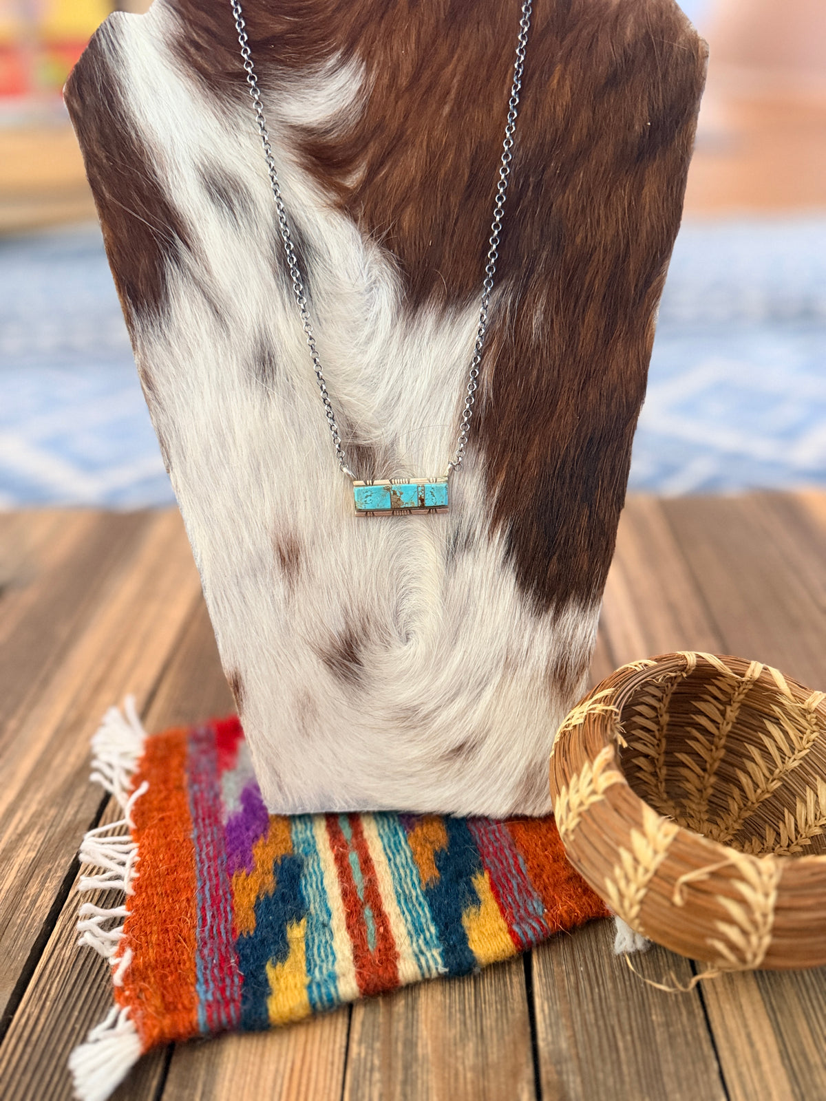 Handcrafted Turquoise & Sterling Silver Bar Necklace