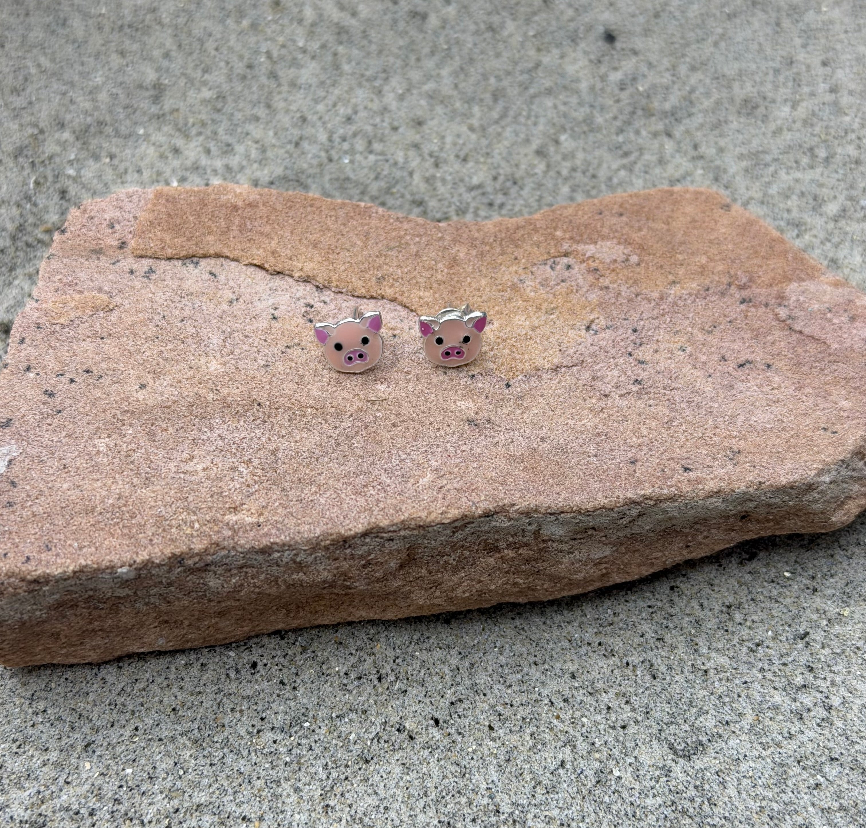 Pig Sterling Silver Stud Earrings