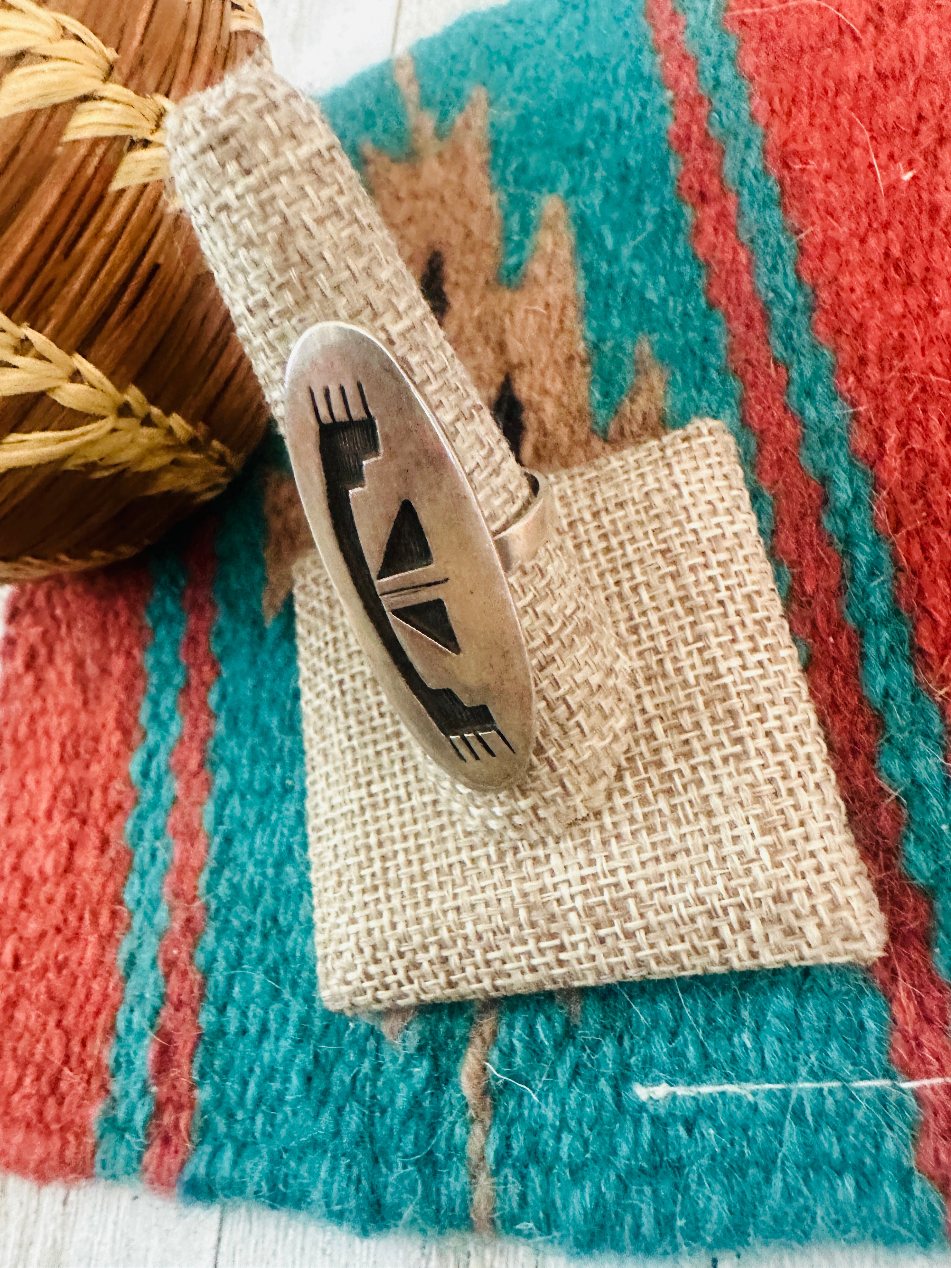 Handcrafted Old Pawn Sterling Silver Overlay  Ring size 9