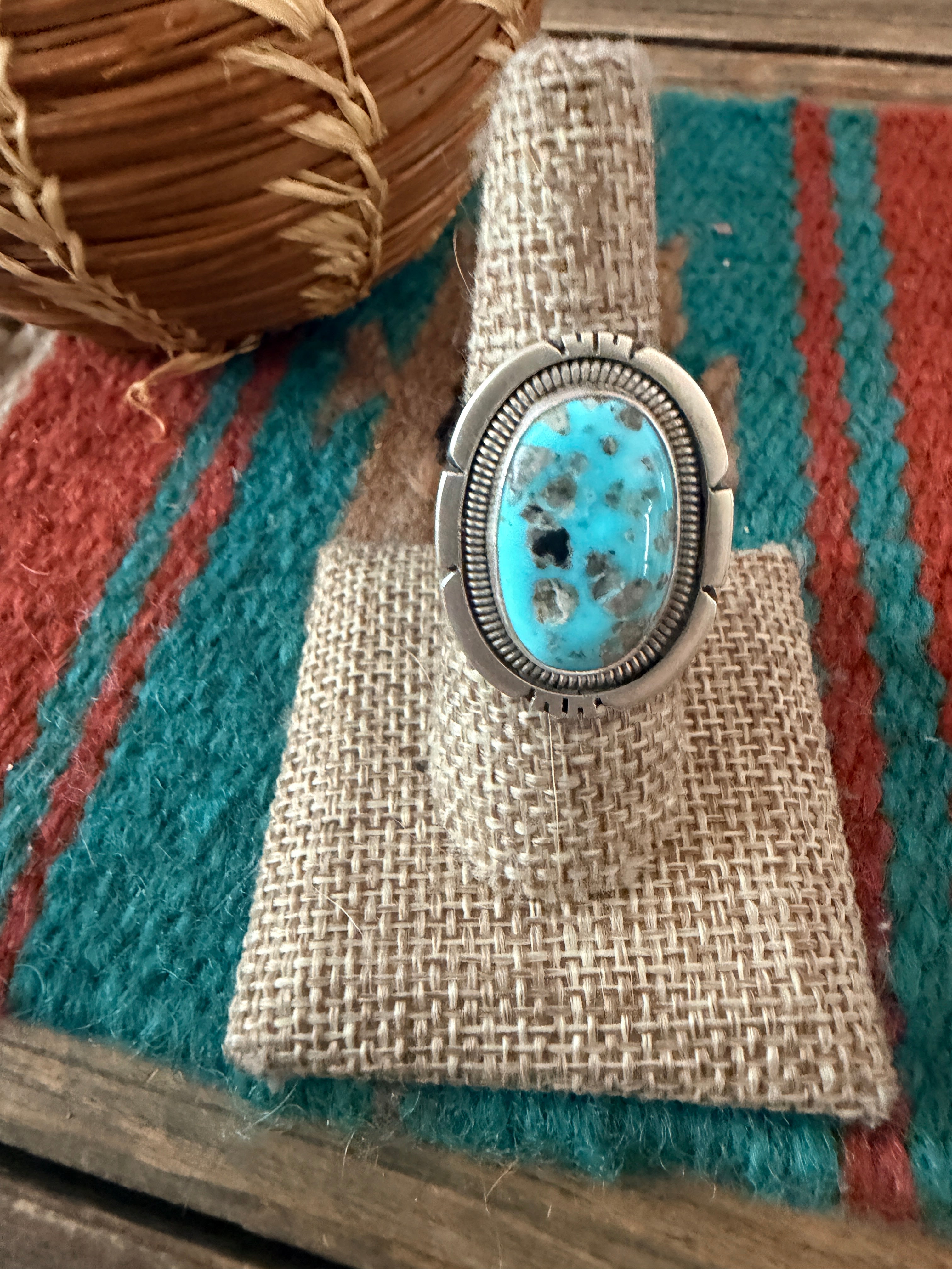 Handcrafted Turquoise & Sterling Silver Adjustable Ring