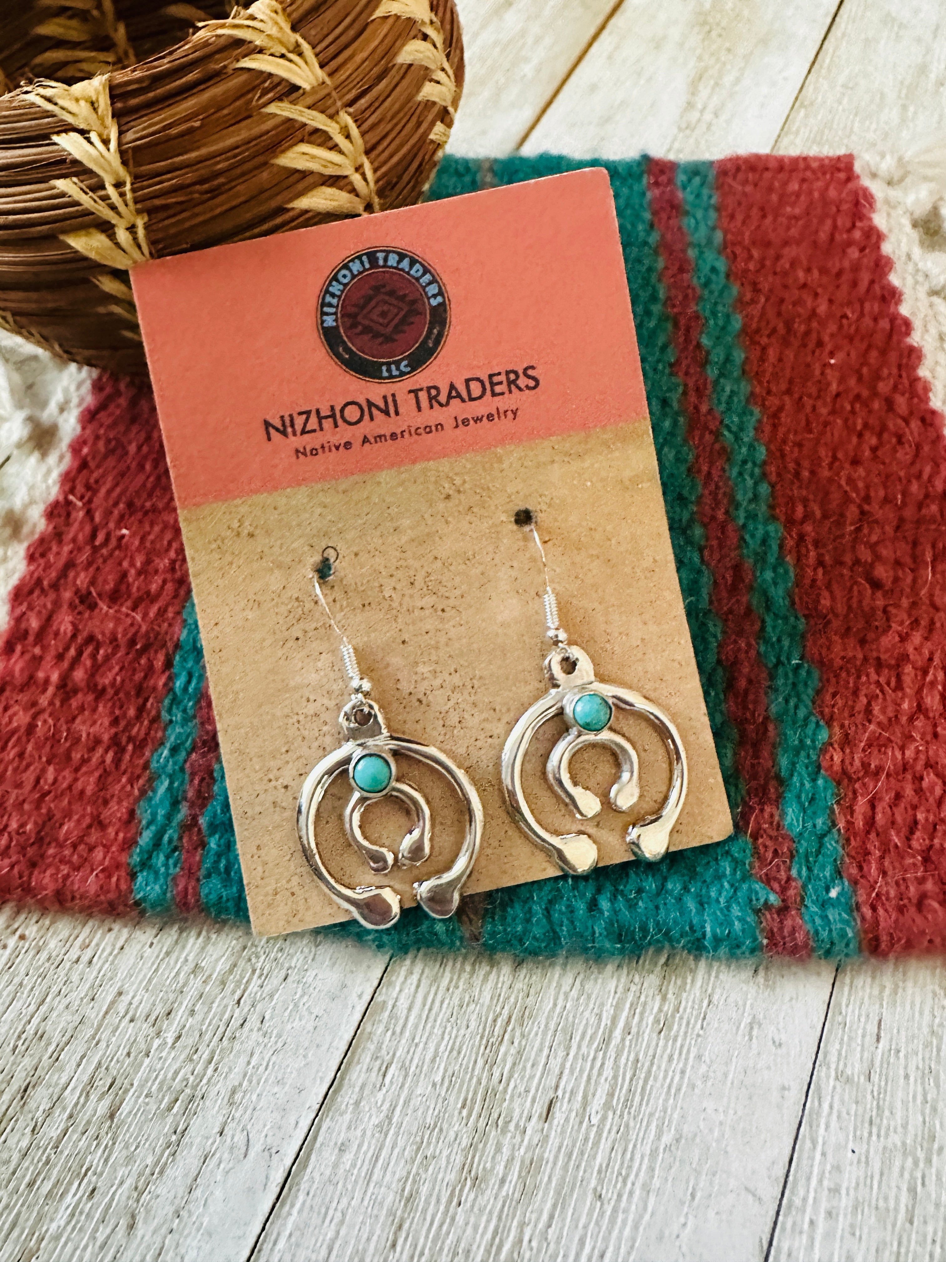 Handcrafted Turquoise & Sterling Silver Naja Dangle Earrings