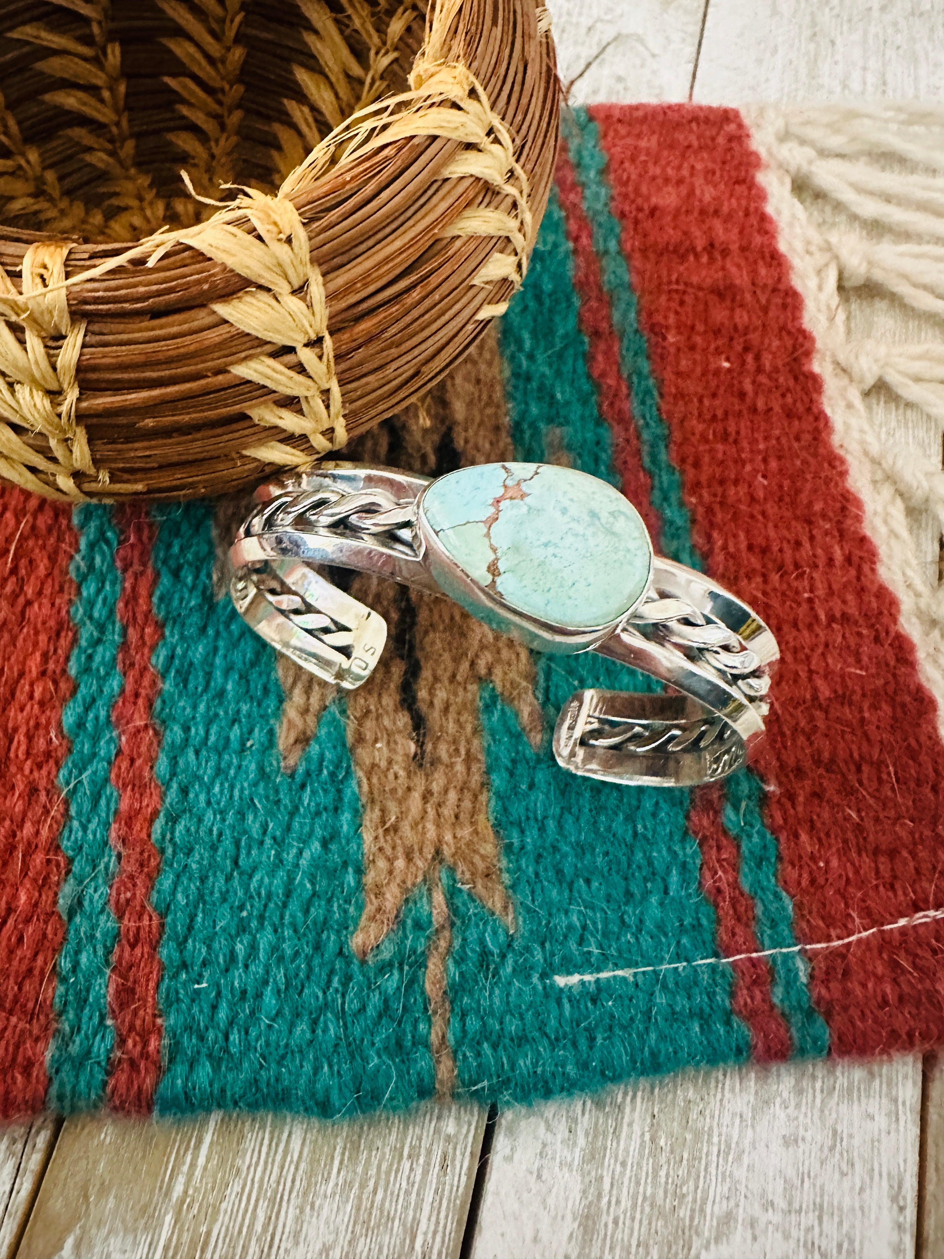 Handcrafted Sterling Silver & Golden Hills Turquoise Cuff Bracelet