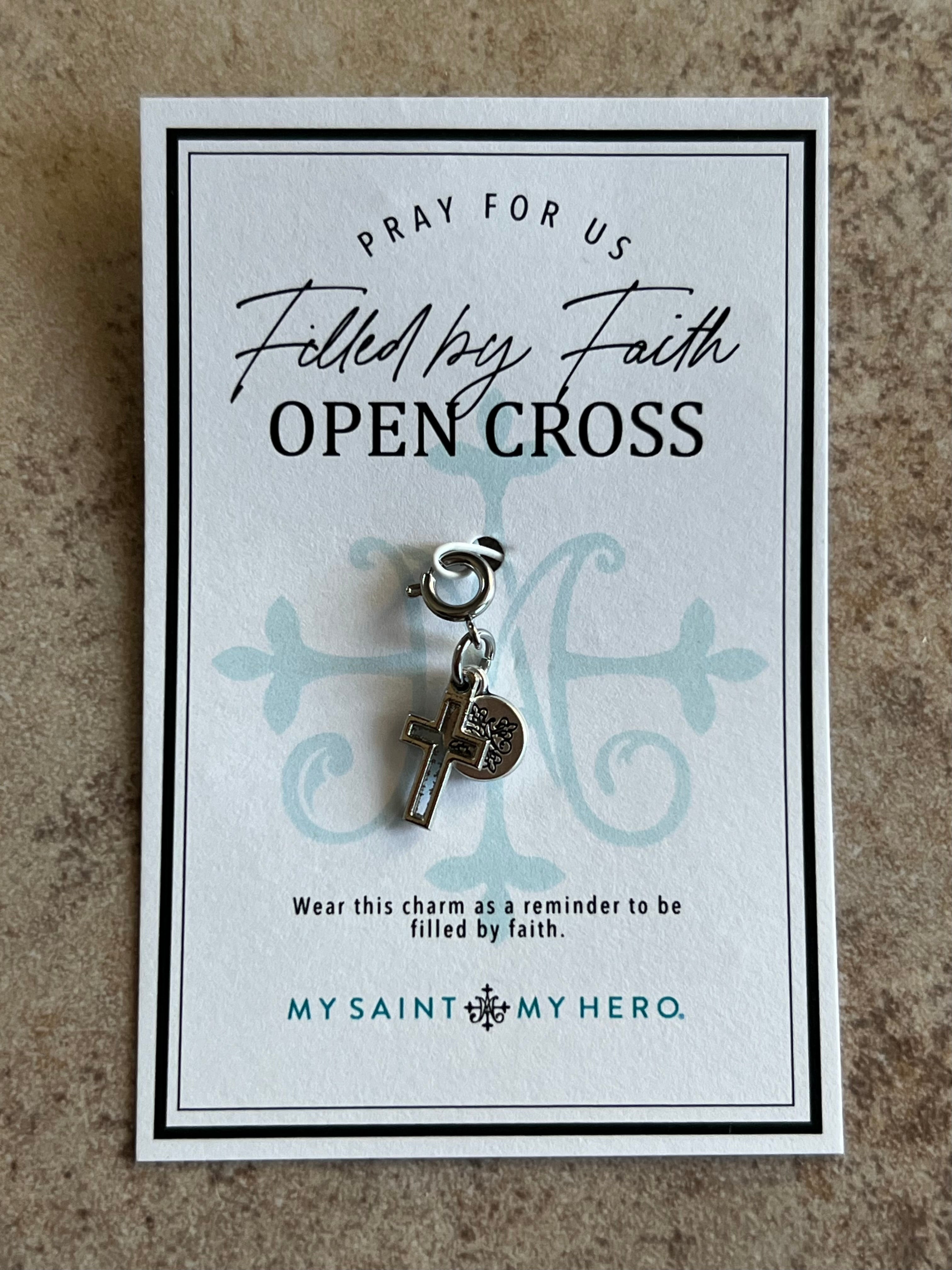 Filled By Faith Open Cross Medal Charm
