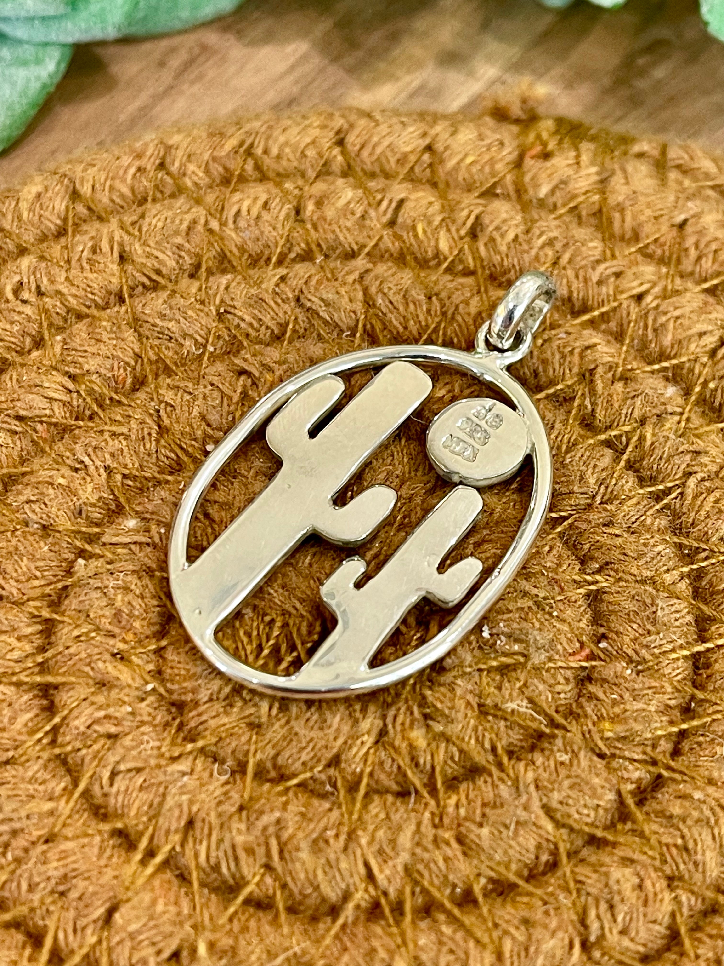 Handmade In Mexico ,Sterling Silver Cactus Pendant