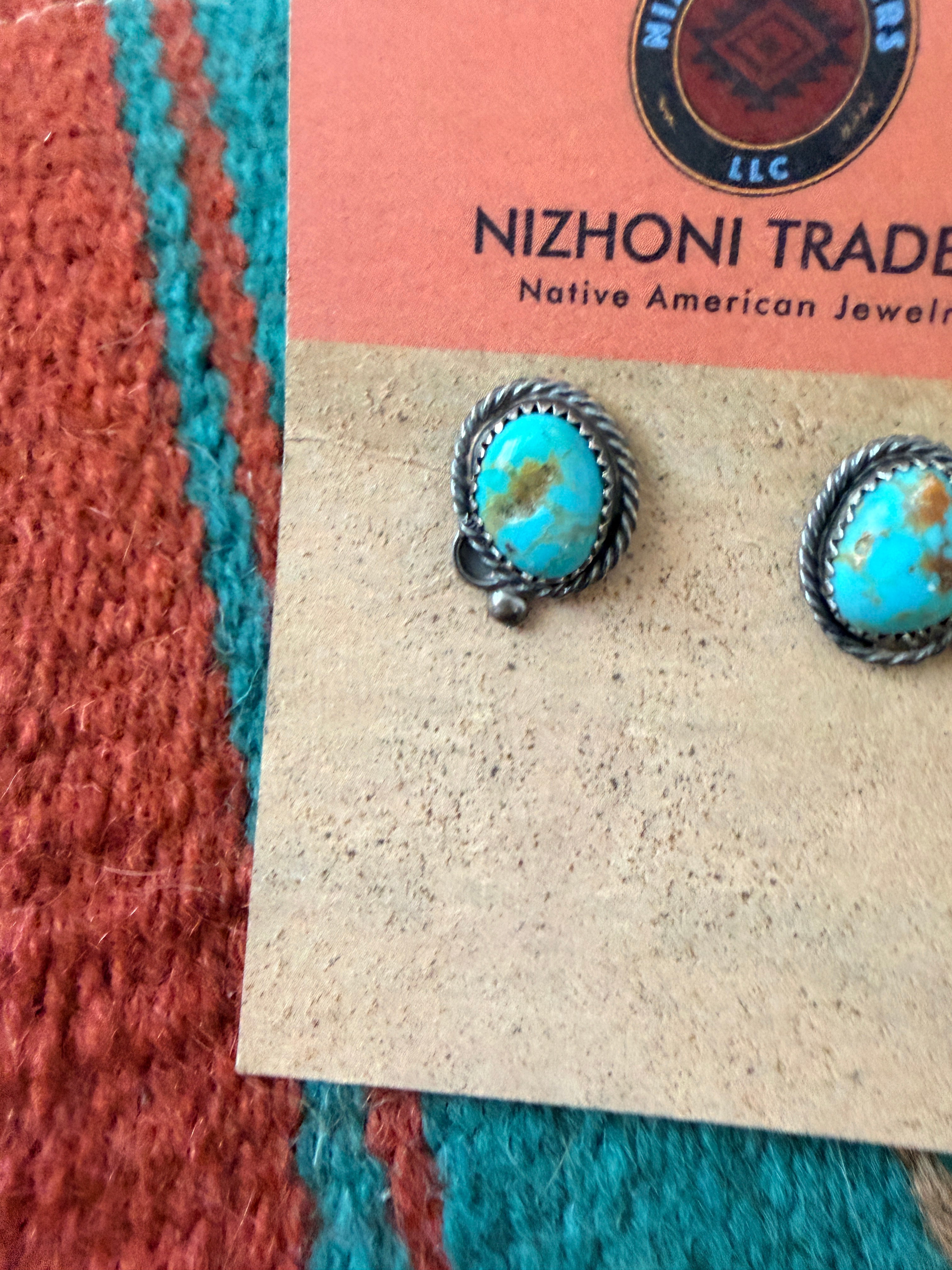 Handcrafted Turquoise & Sterling Silver Stud Earrings by Jacqueline Silver