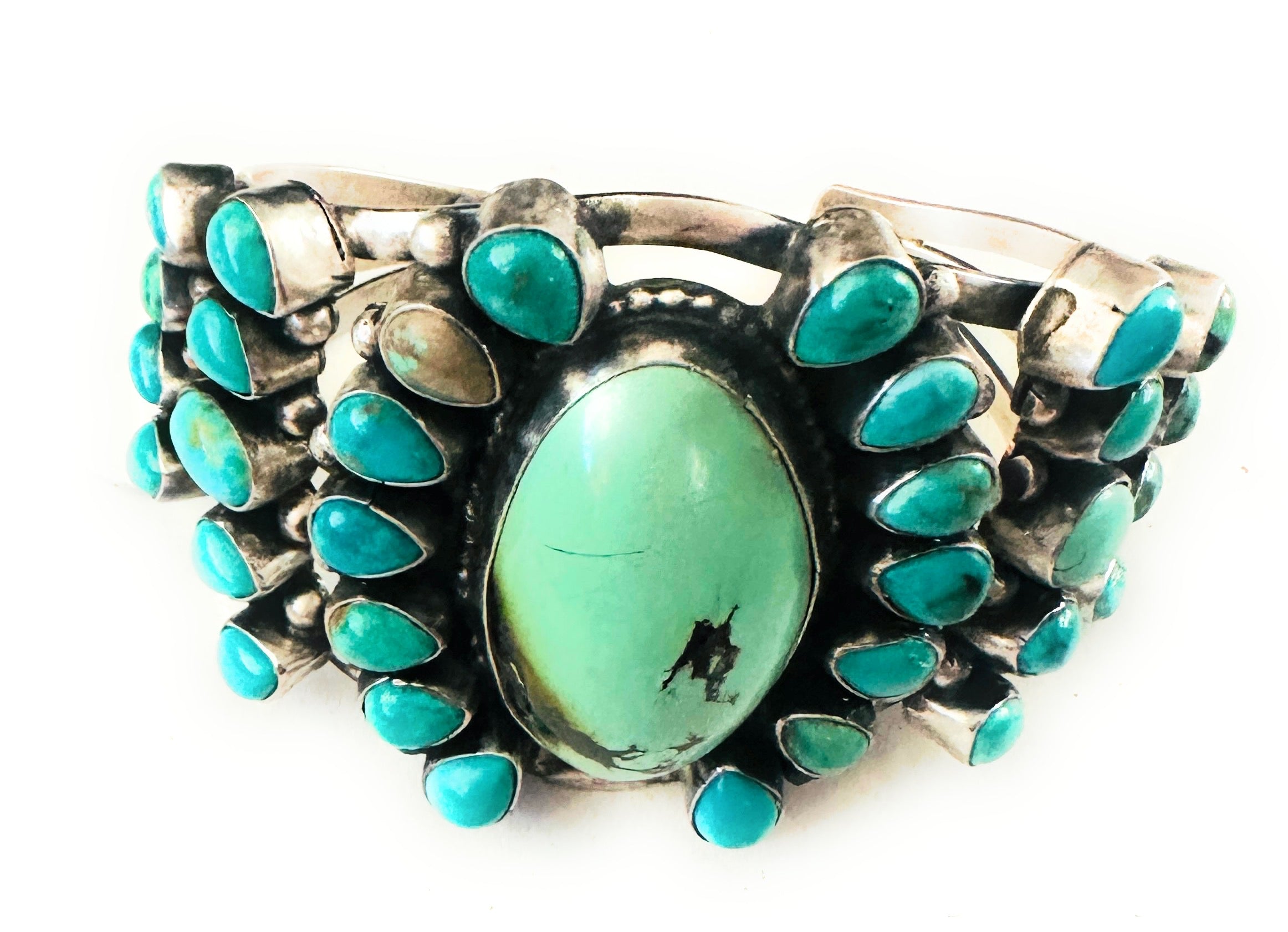 Navajo Sterling Silver & Carico Lake Turquoise Cuff Bracelet By B Johnson