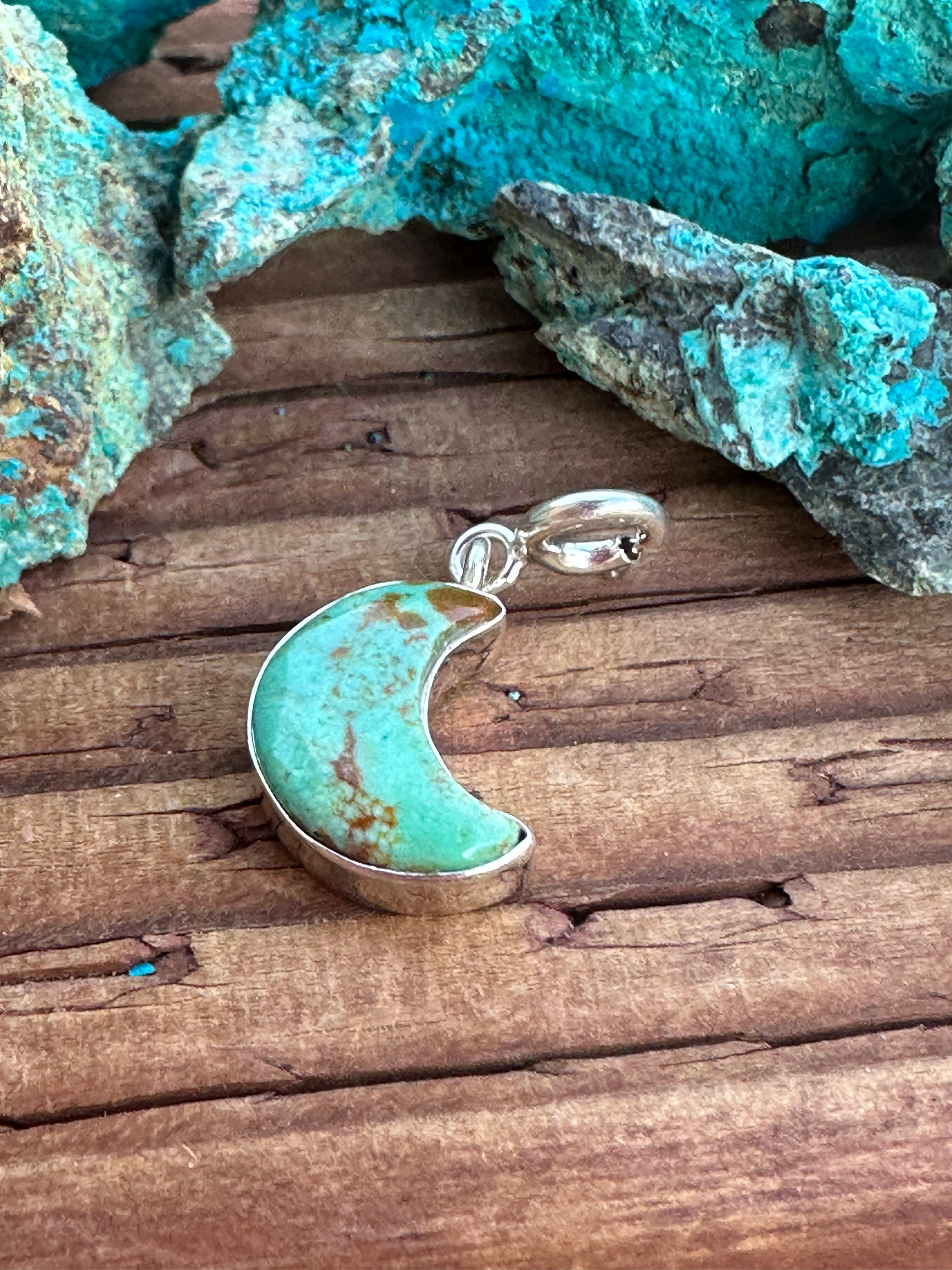 Halloween Collection Sterling Silver & Turquoise Moon Charm