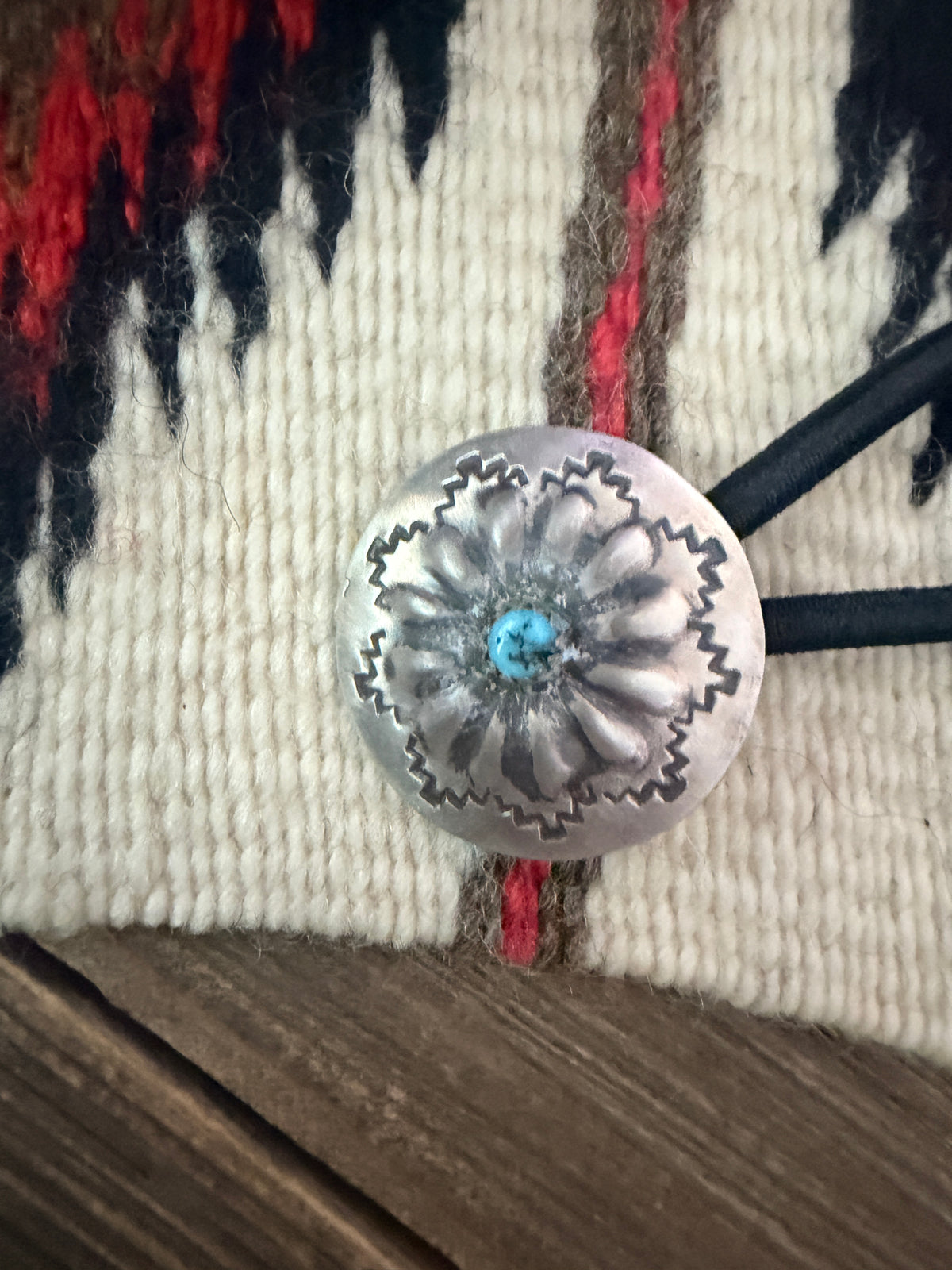 Handcrafted Turquoise & Sterling Silver Concho Hair Tie Charm