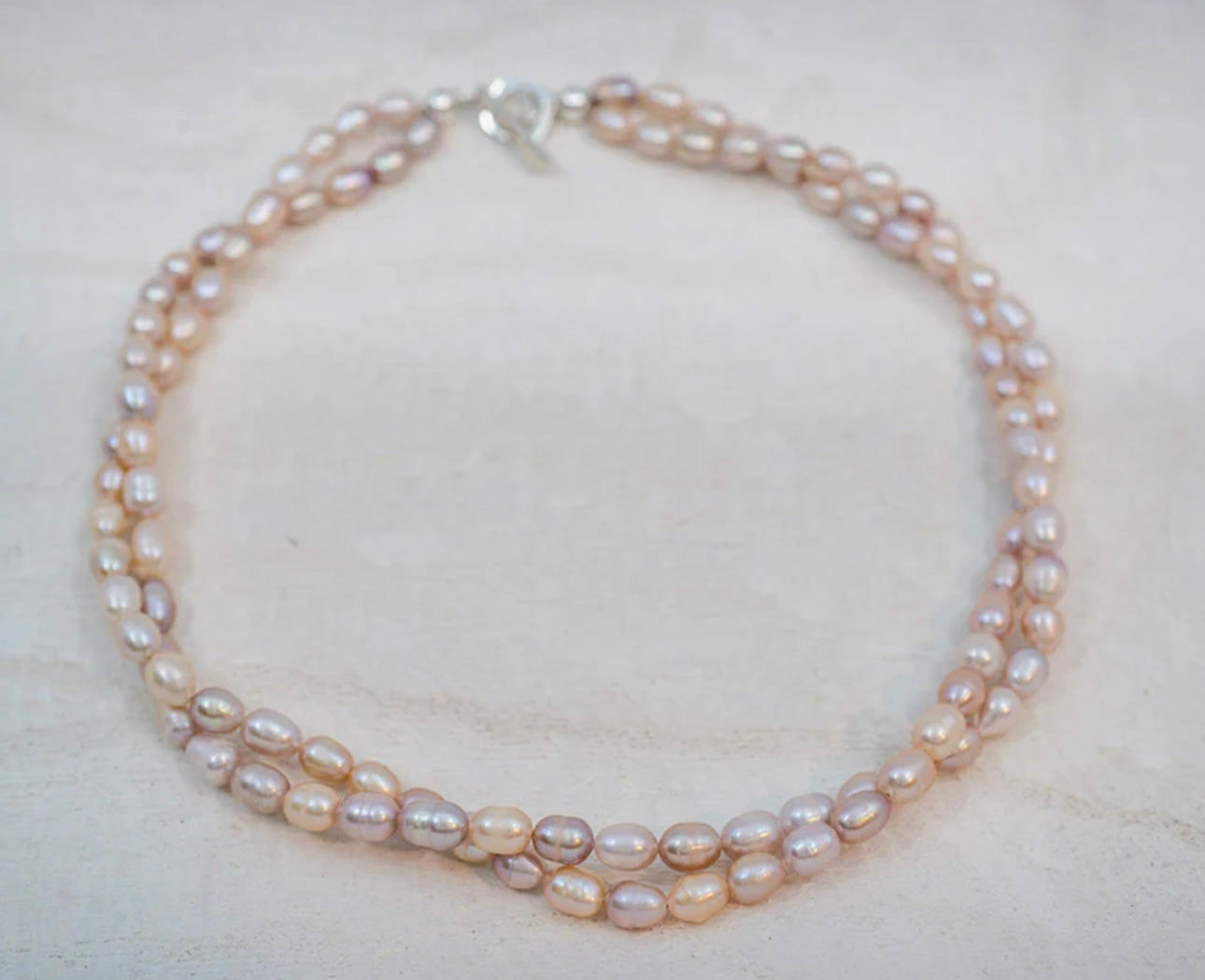 Double Strand Rose Pearl Necklace