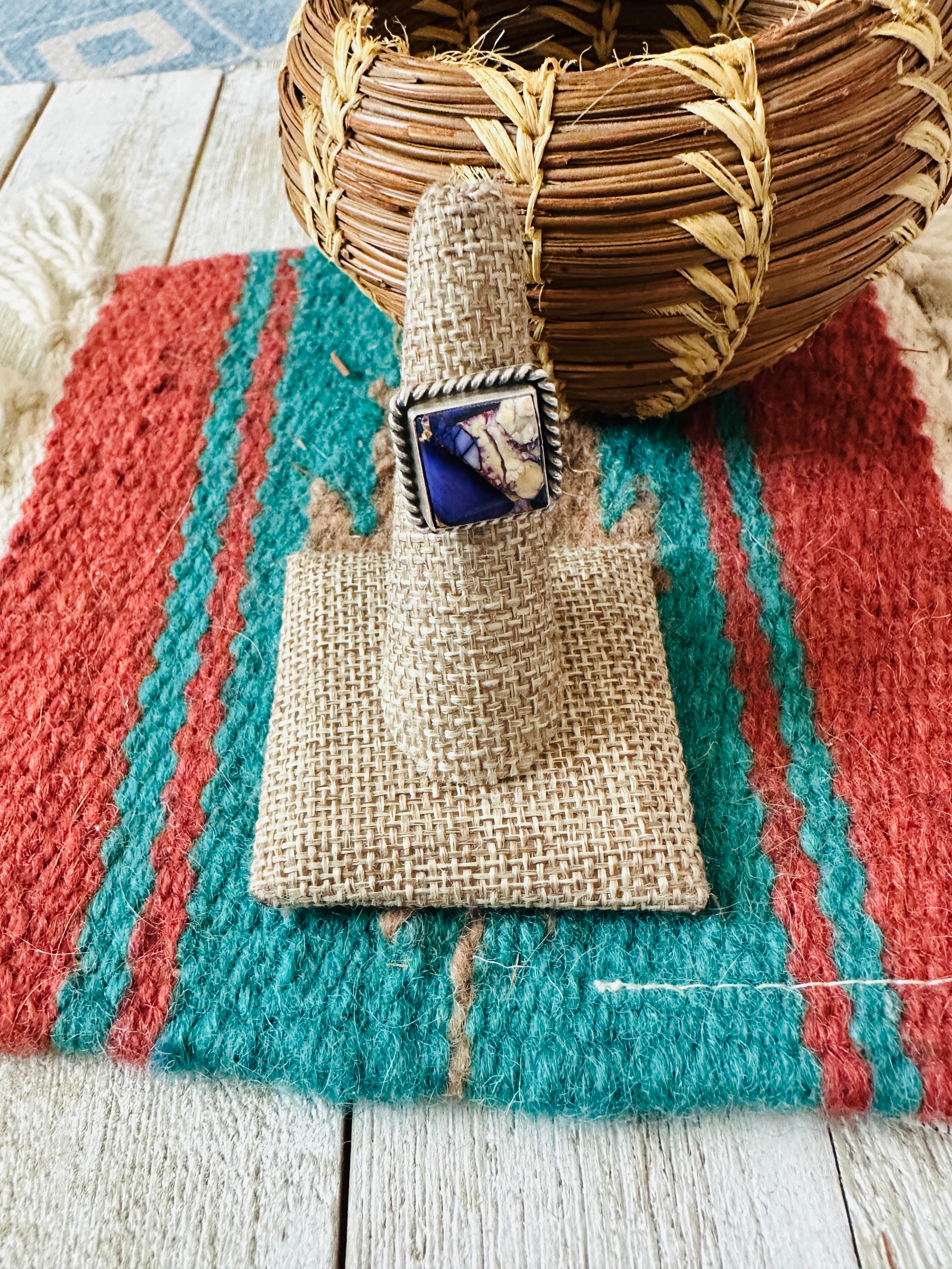 Handcrafted Sterling Silver & Purple Ice Rose Dahlia Adjustable Ring