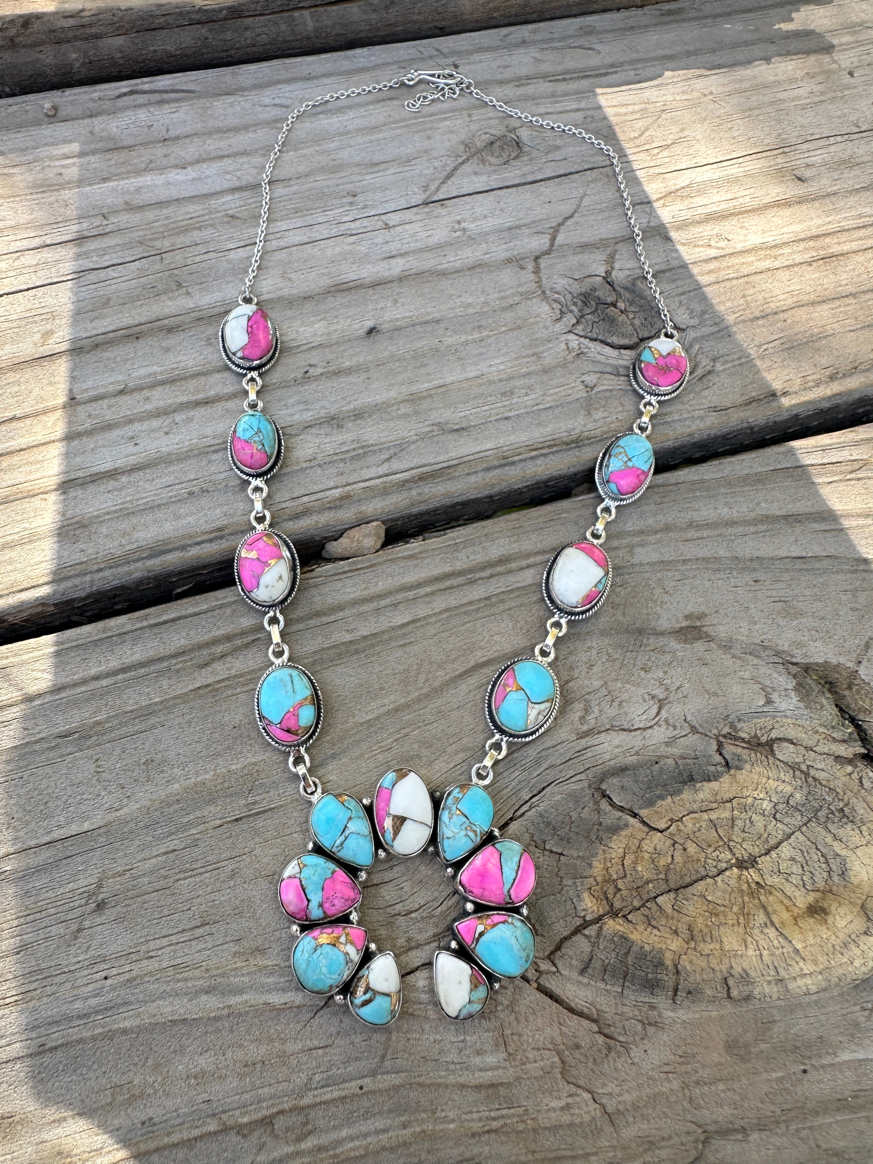 Handmade Cotton Candy Sterling Silver Naja Necklace