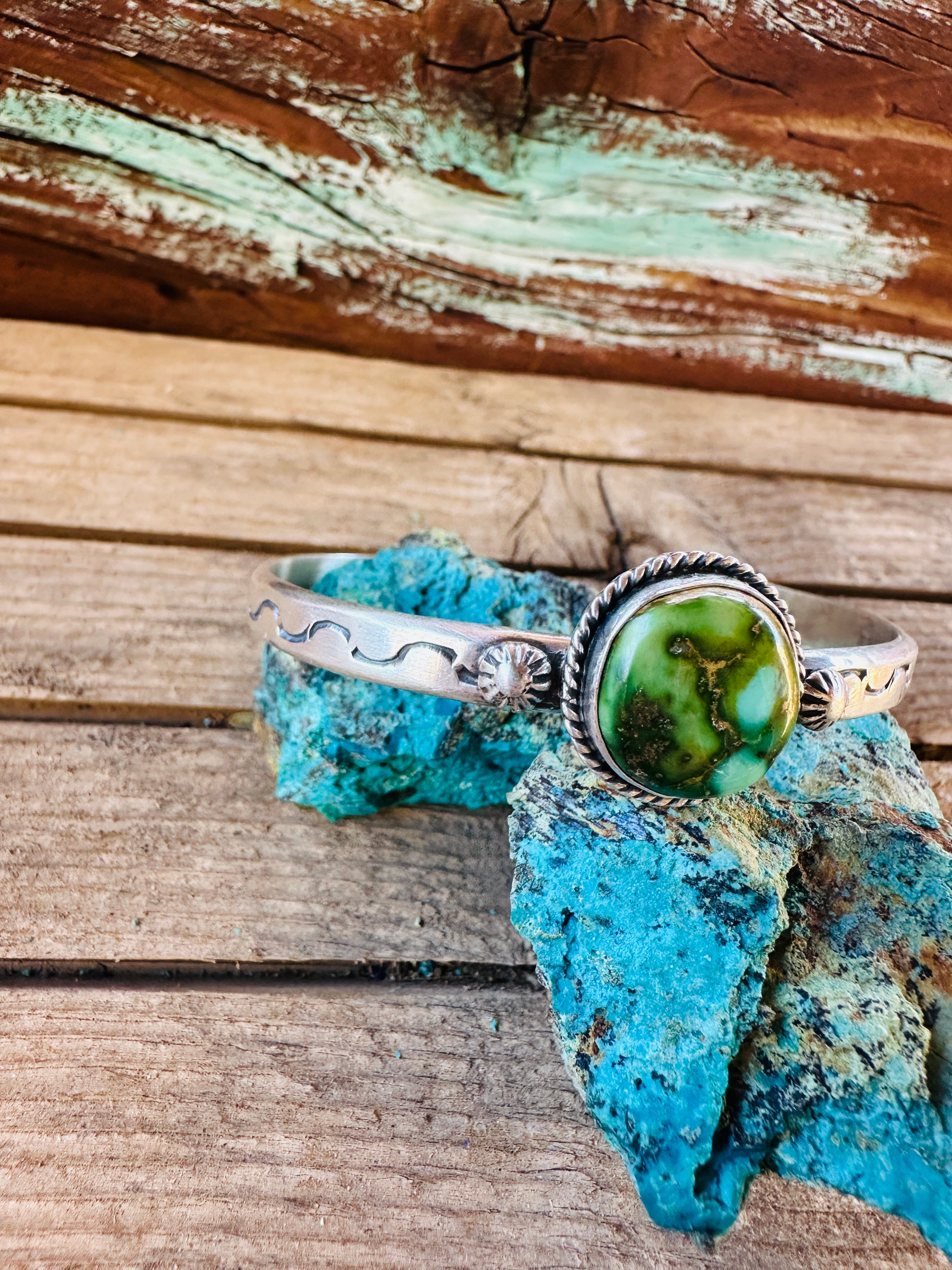 Handcrafted Sonoran Mountain Turquoise & Sterling Silver Cuff Bracelet