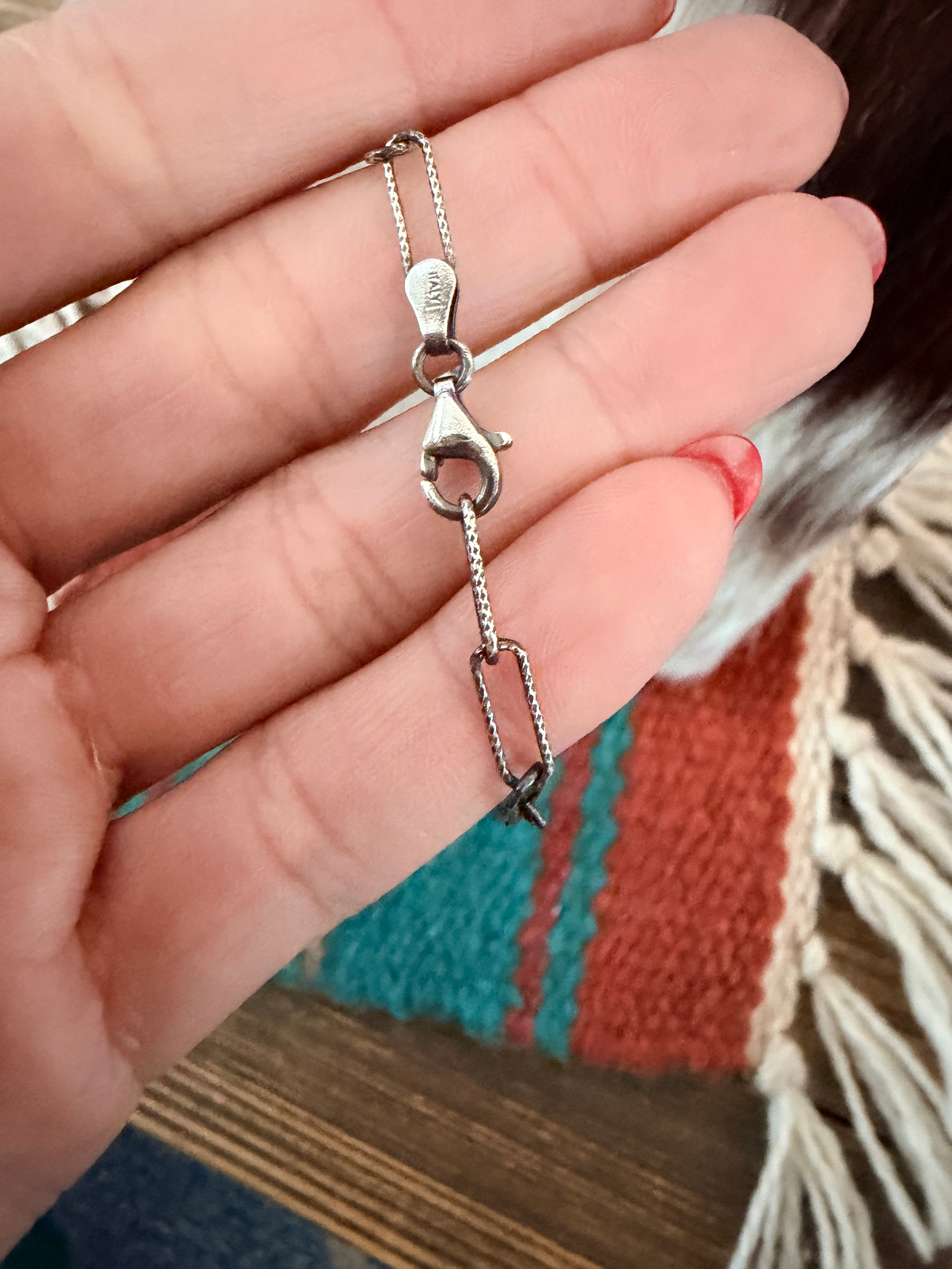 Handmade Sterling Silver & Royston Turquoise Cactus Necklace