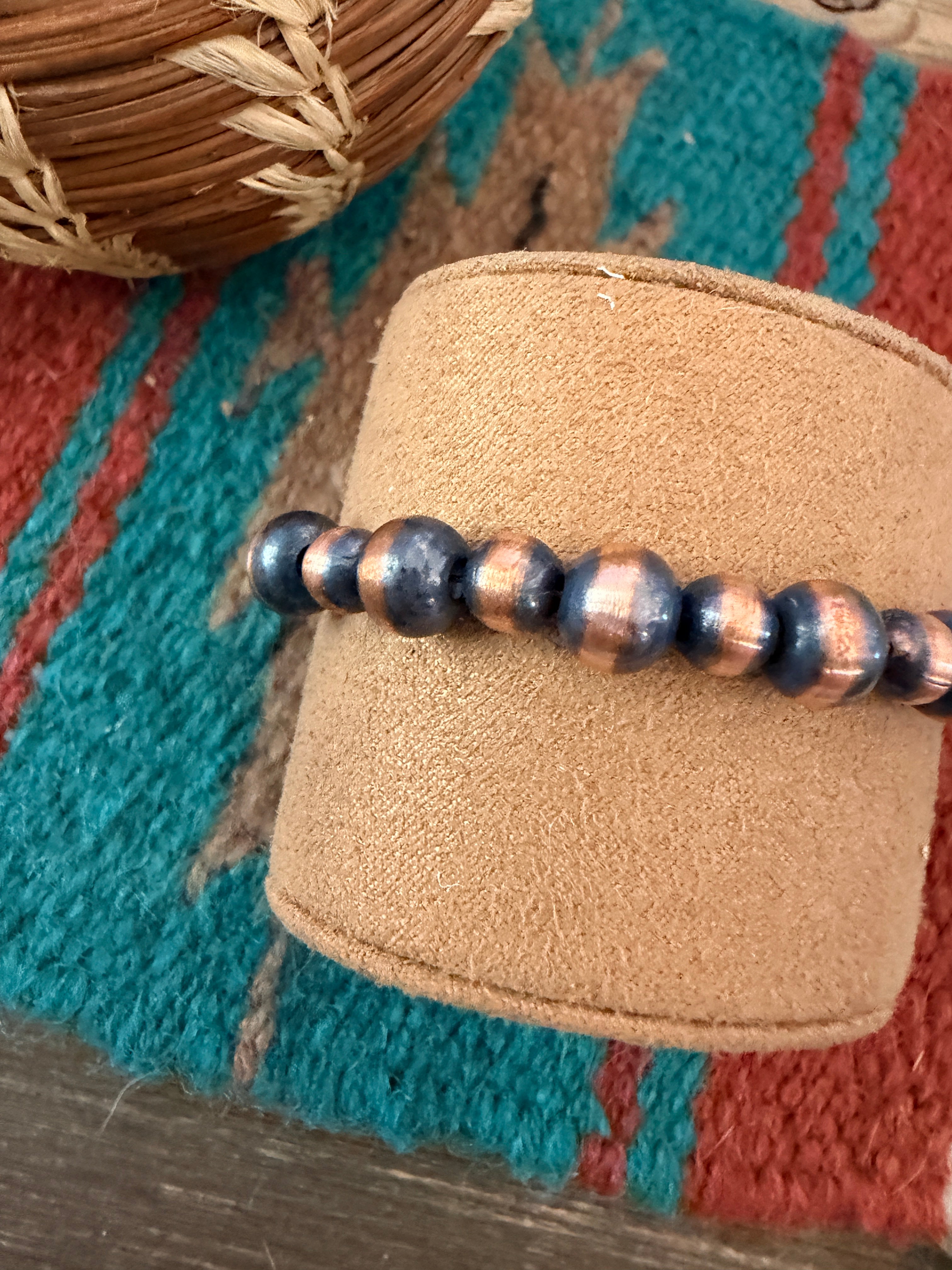 Handcrafted Copper Beaded Bracelet 7”