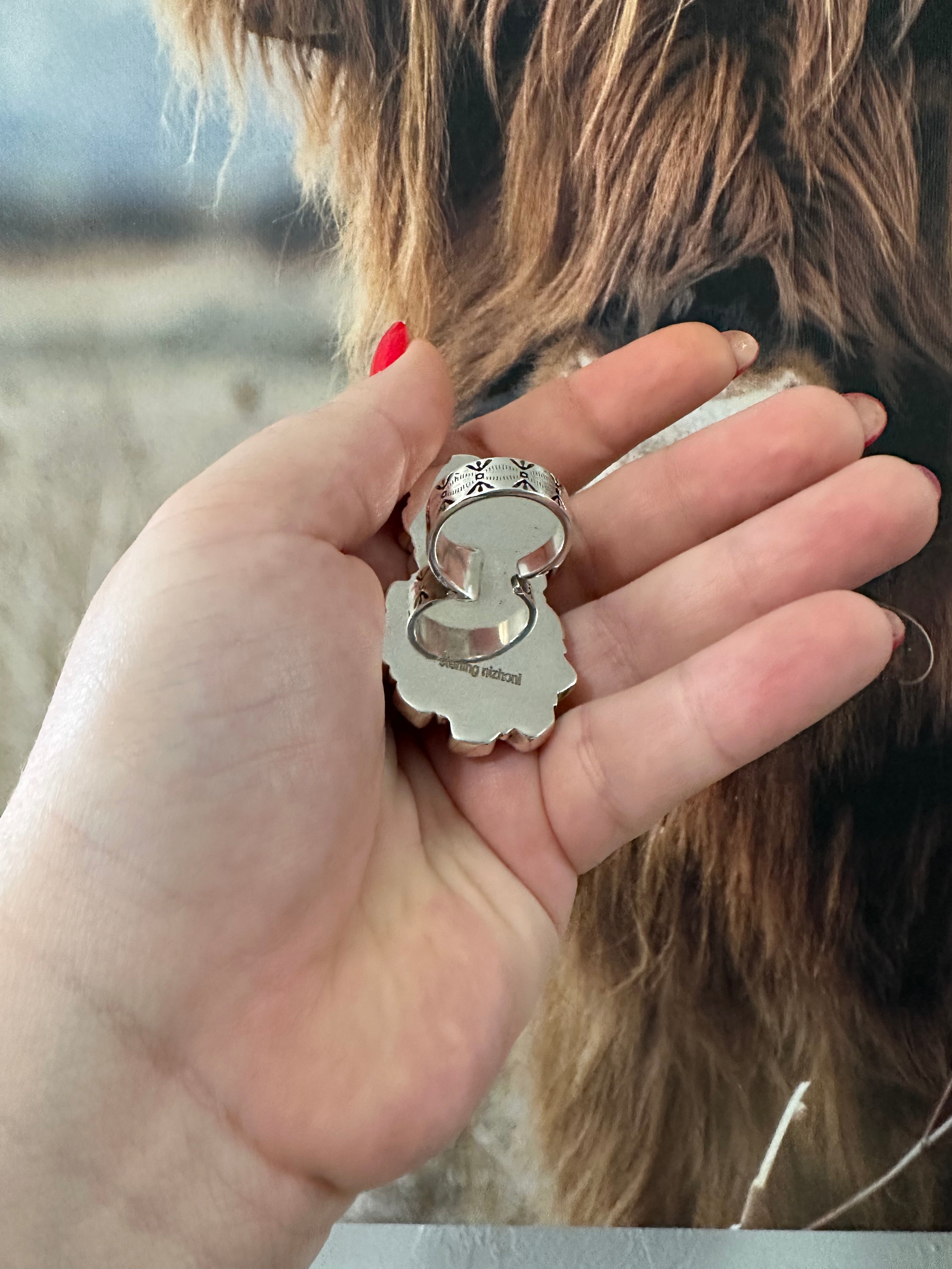 “Free Spirit” Nizhoni’s Wild Horse & Turquoise Sterling Silver Cluster Ring