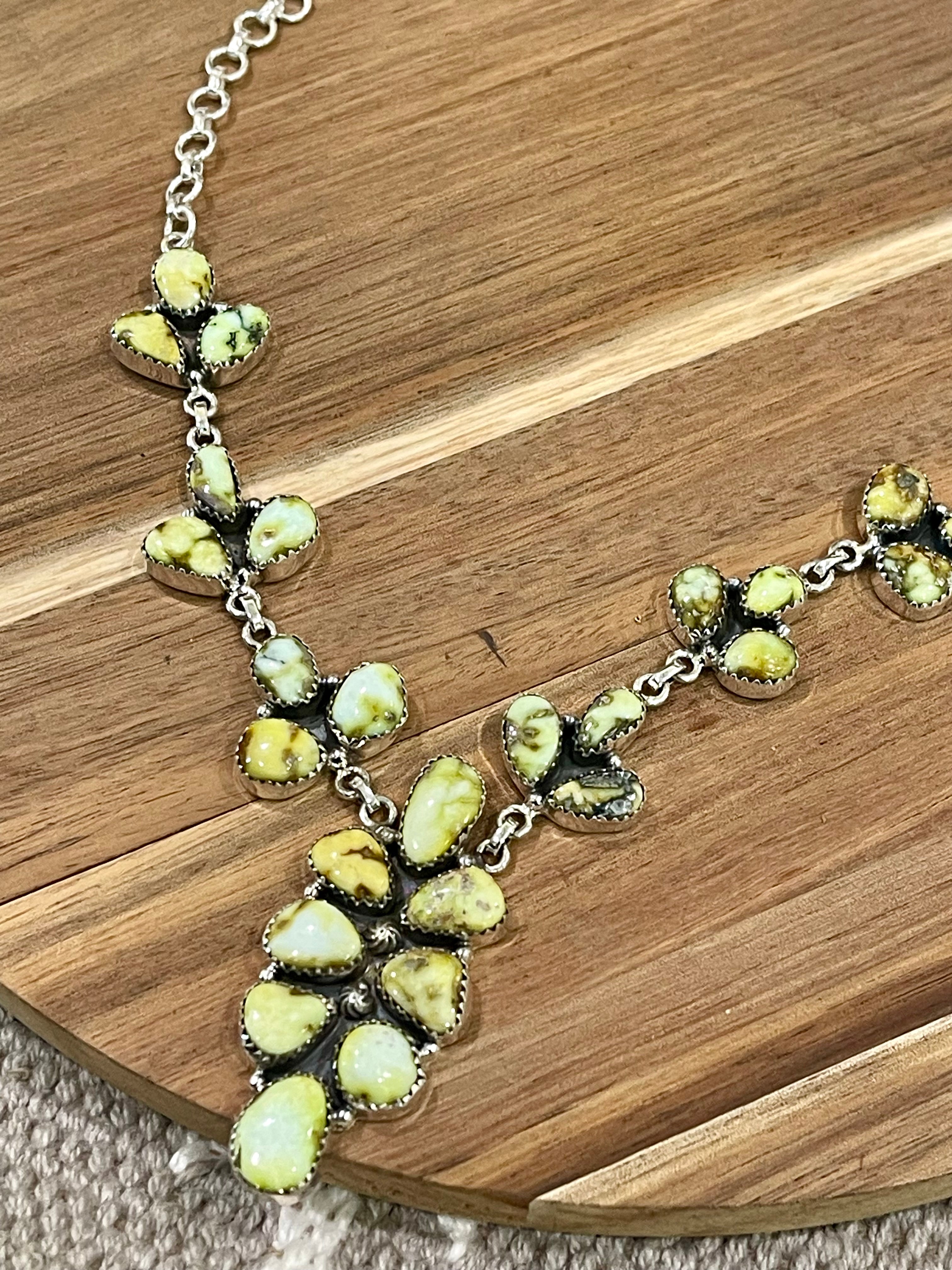 Handmade Sterling Silver & Palomino Cluster Necklace