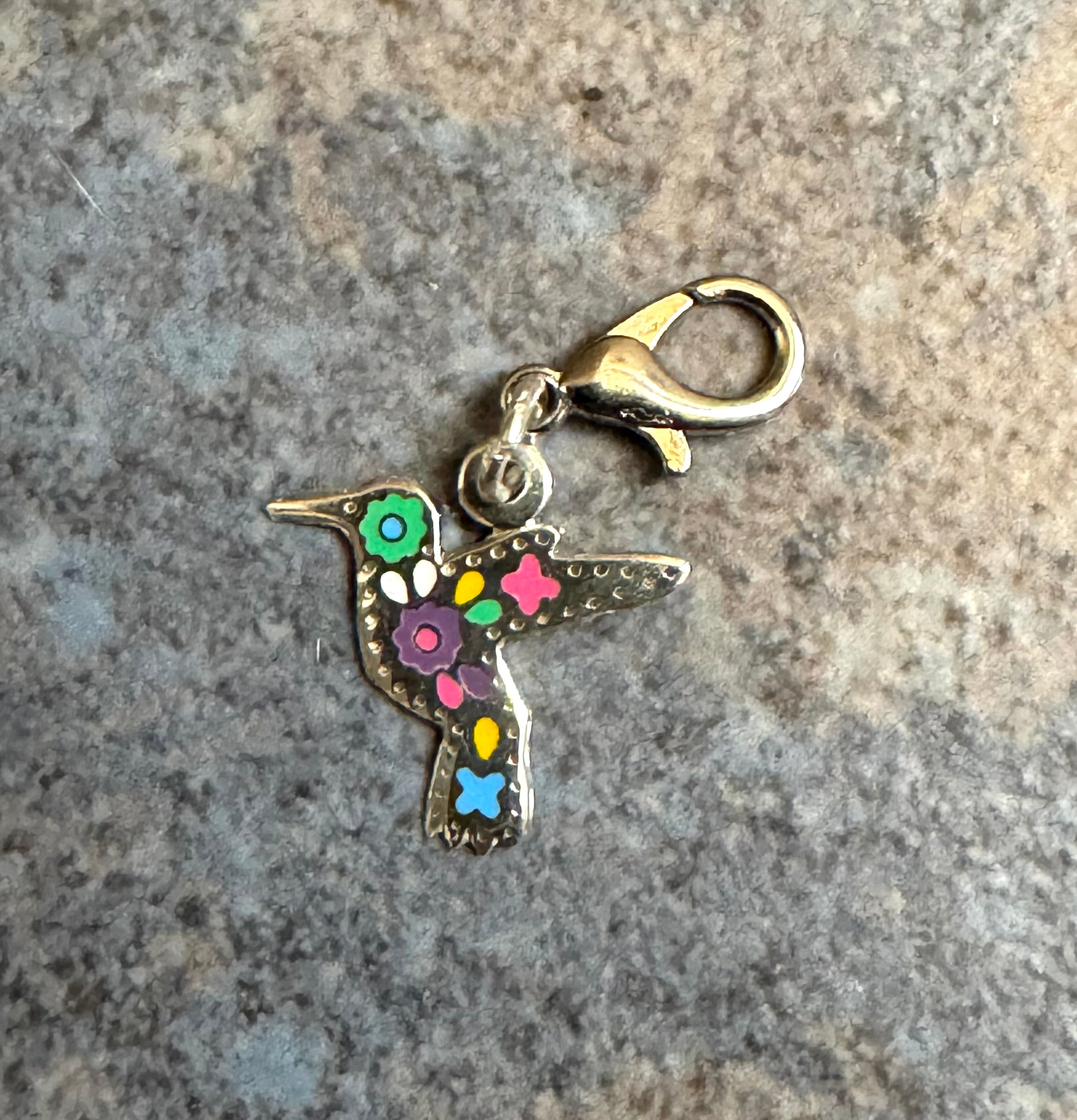 Multicolored Hummingbird Sterling Silver Charm