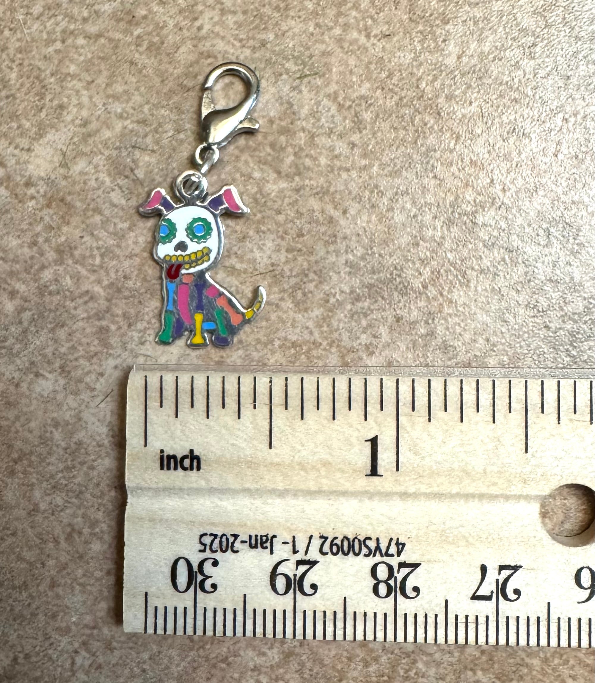Multicolored Party Dog Sterling Silver Charm