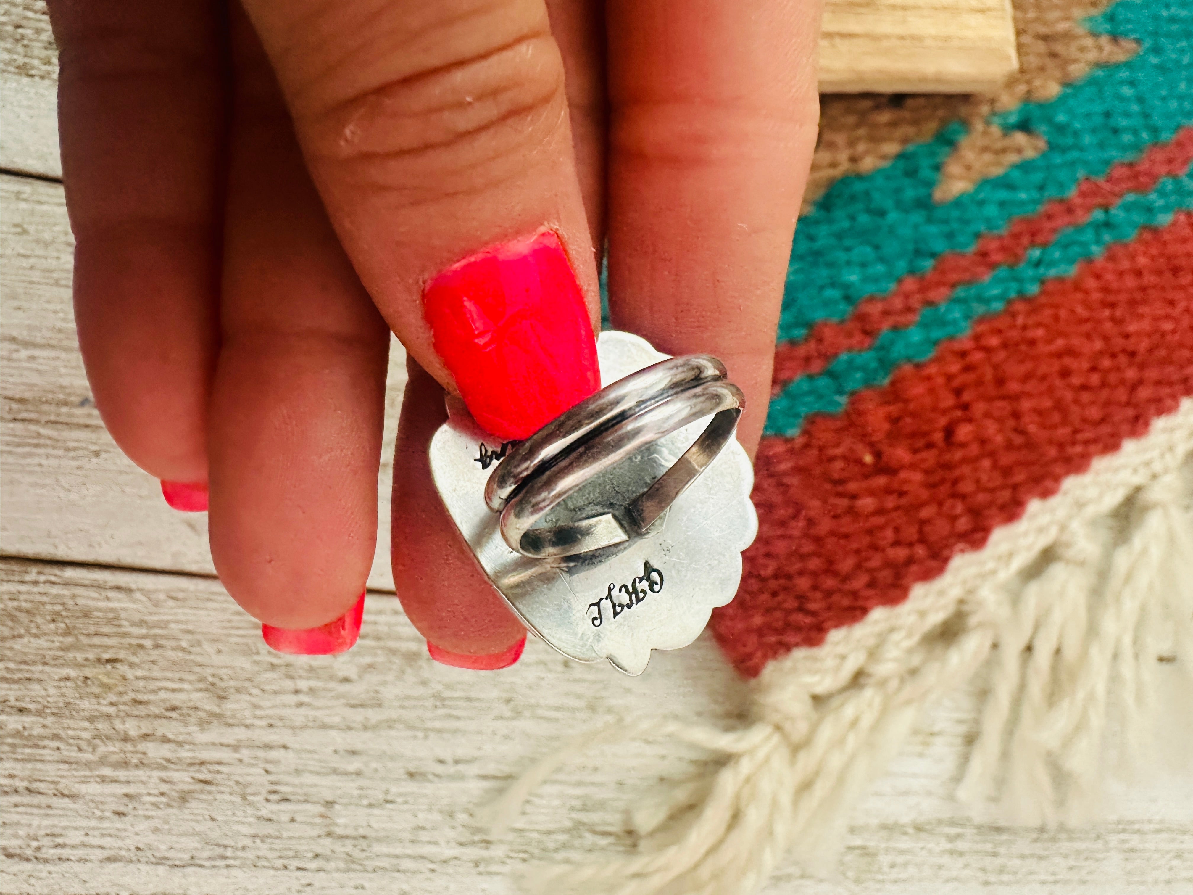 Navajo Sterling Silver and Queen Pink Concho Ring