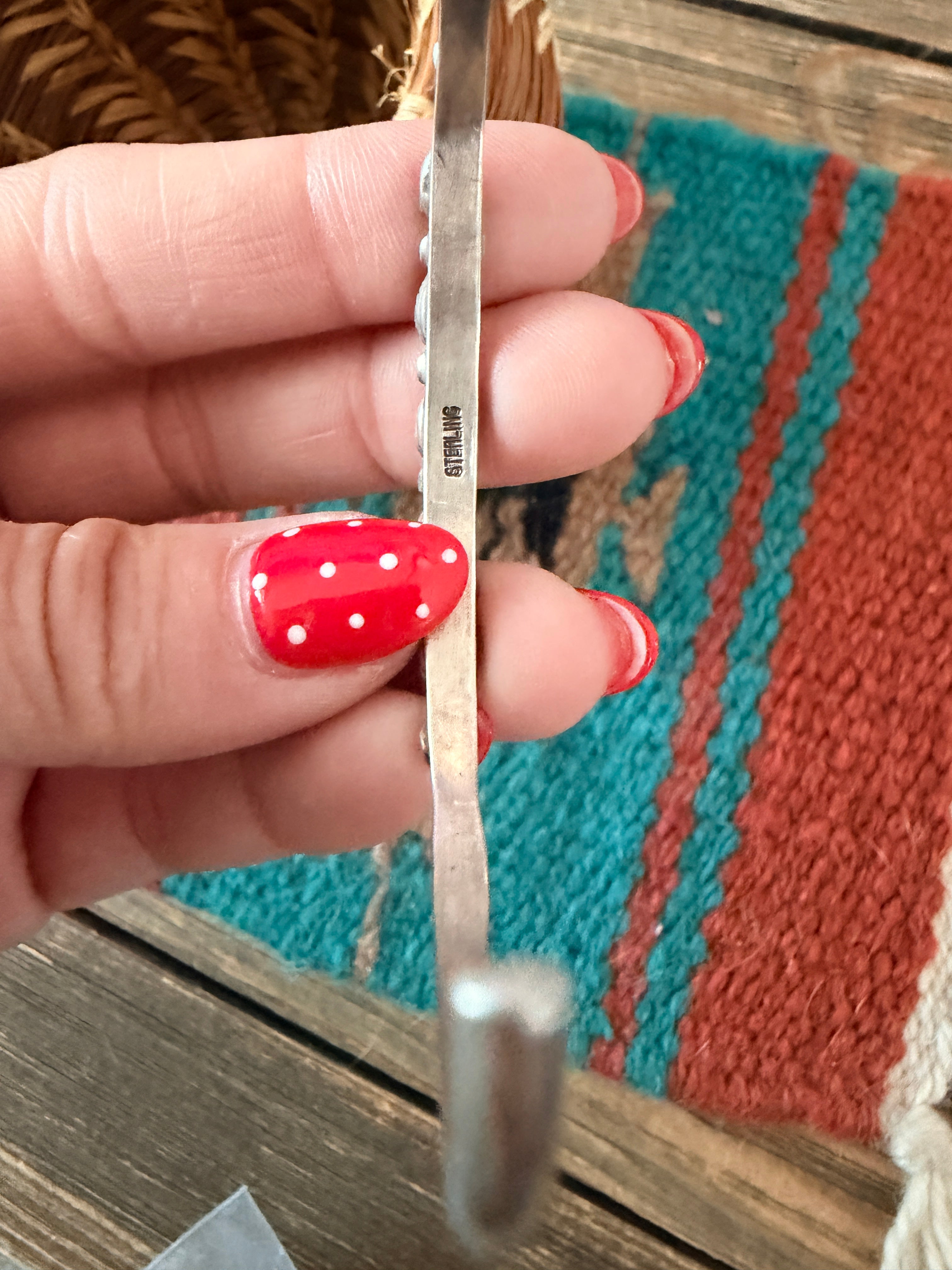 Handcrafted Old Pawn Sterling Silver & Coral Cuff Bracelet
